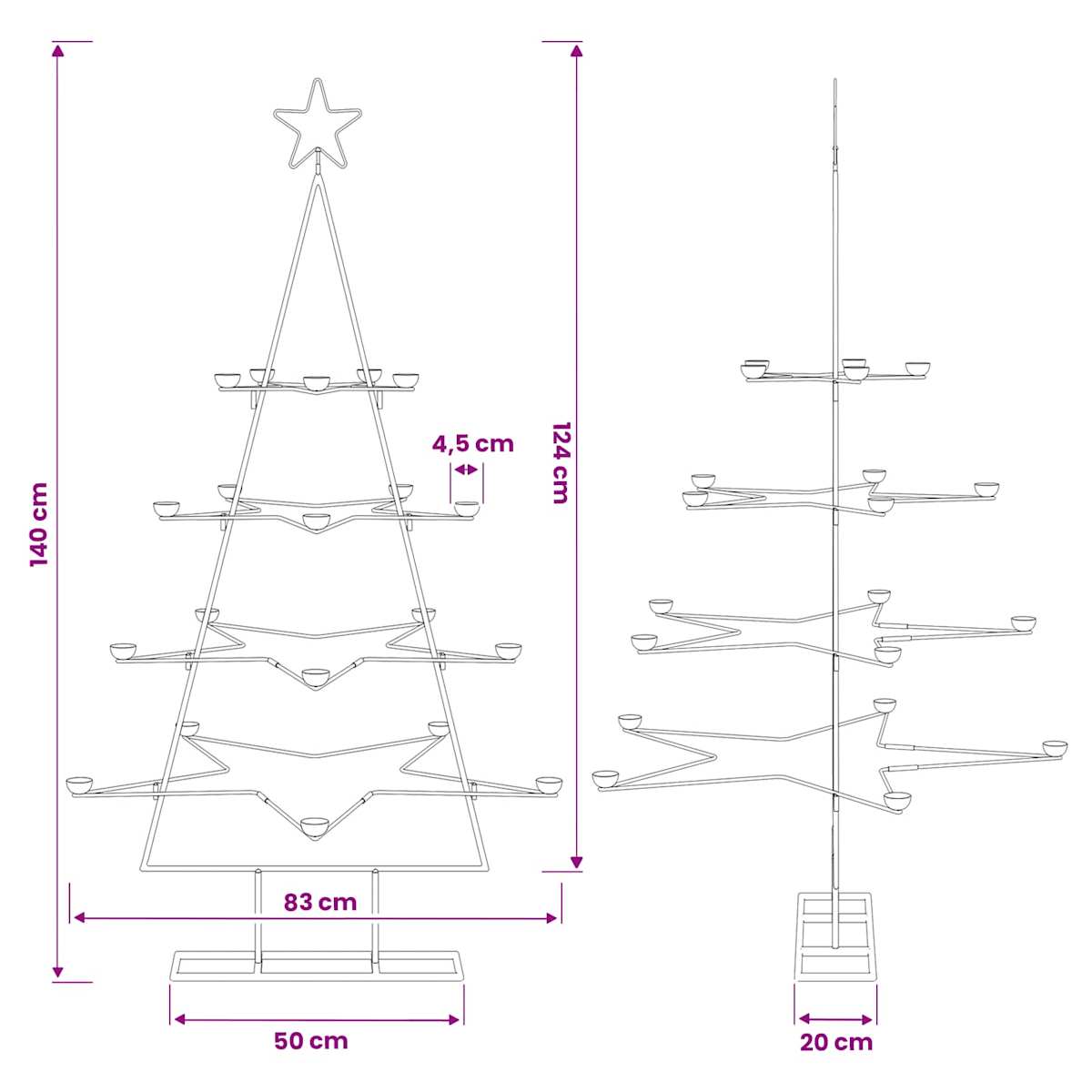 Metal juletræ med holder KUOPIO 140 cm Stål Hvid - Billede 8
