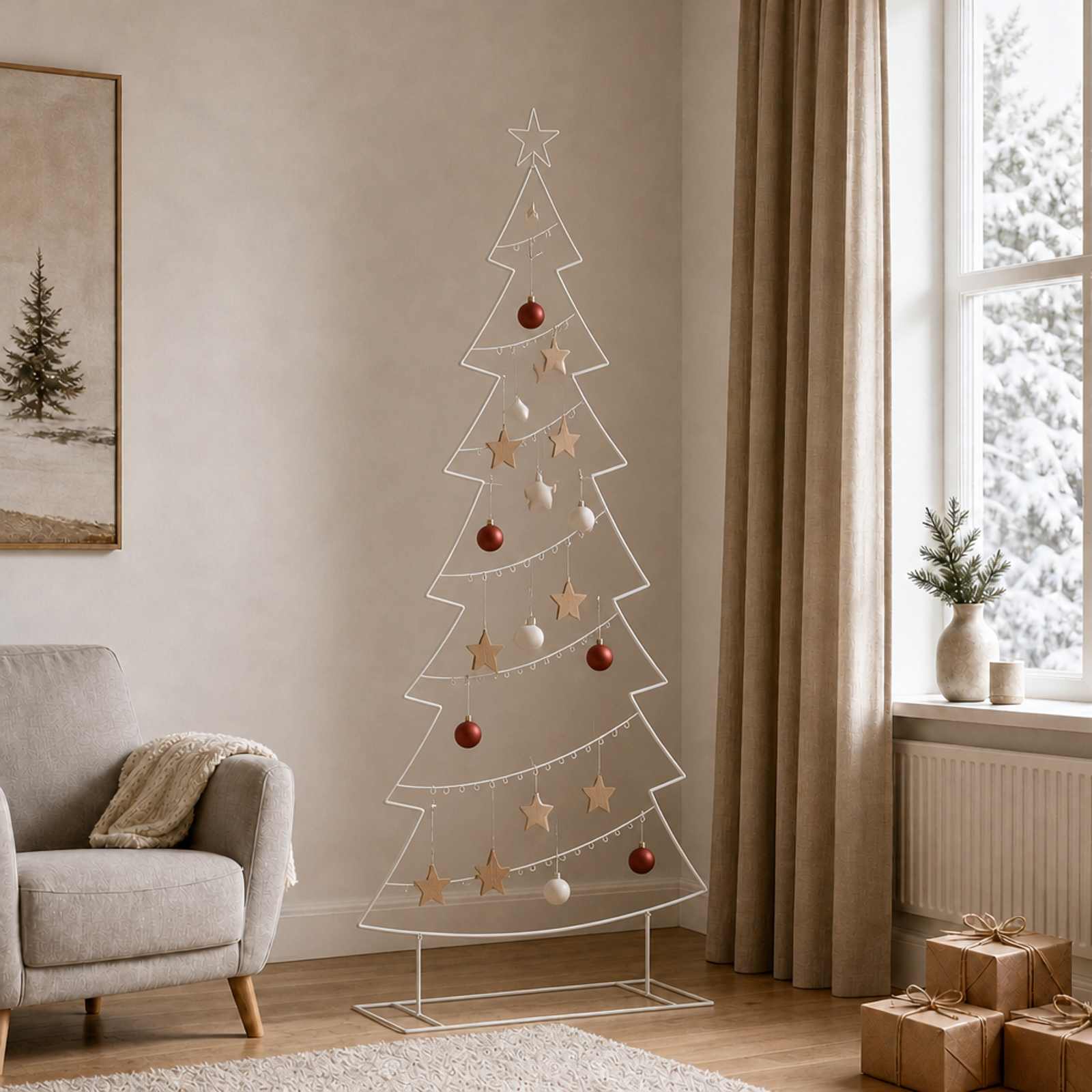 vidaXL Metallinen joulukuusi jalalla KUOPIO 210 cm Teräs valkoinen