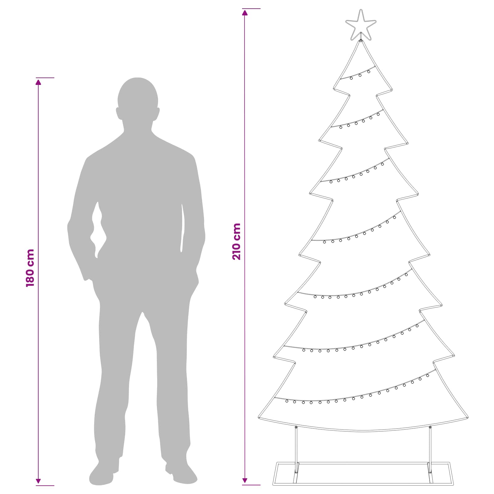 Kovinsko božično drevesce s stojalom KUOPIO 210 cm Jeklo Bela