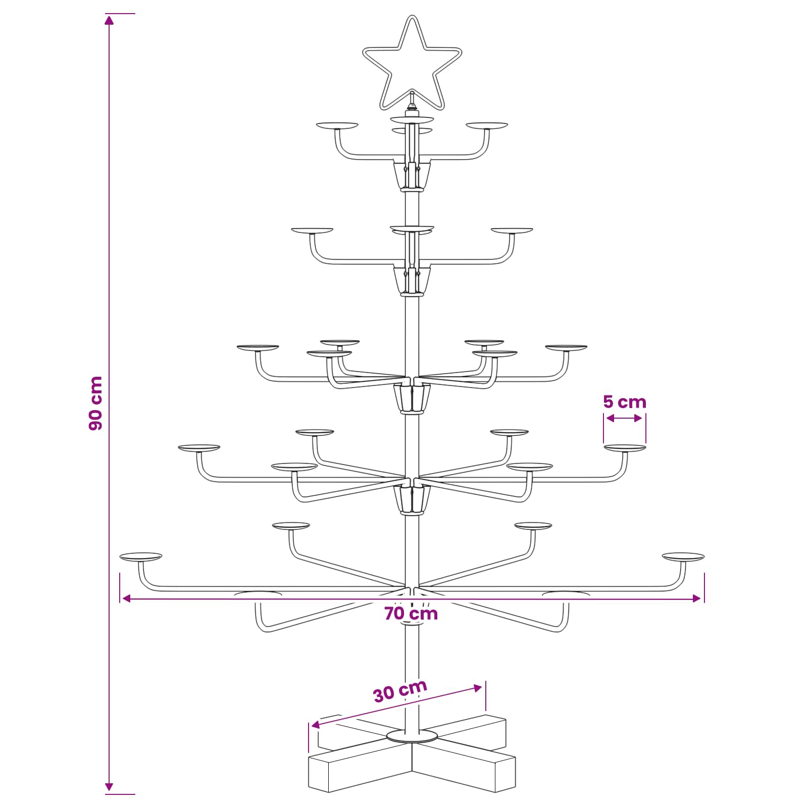 Metal Christmas Tree with Holder KUOPIO size guide