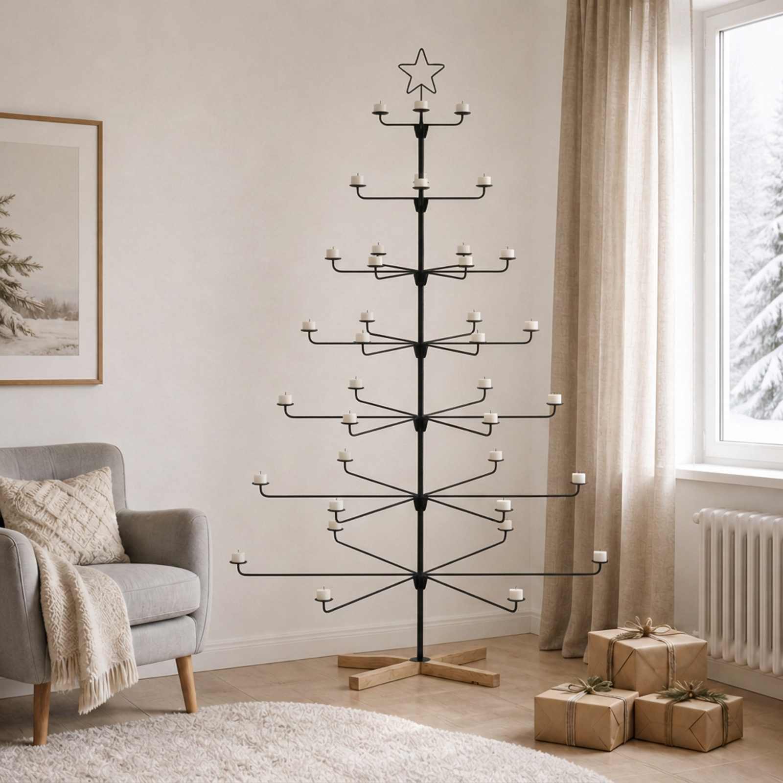 vidaXL Metall-Weihnachtsbaum mit Halter KUOPIO 210 cm Stahl Schwarz