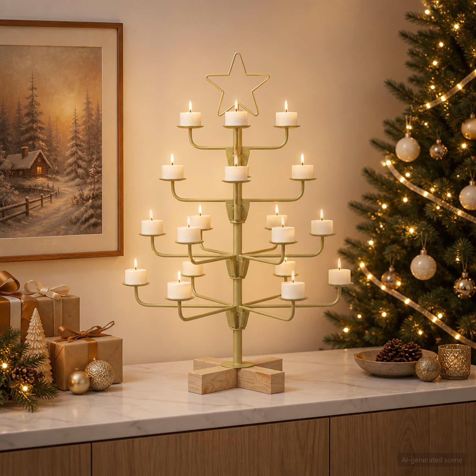 vidaXL Metal juletræ med holder KUOPIO 60 cm Stål Guld