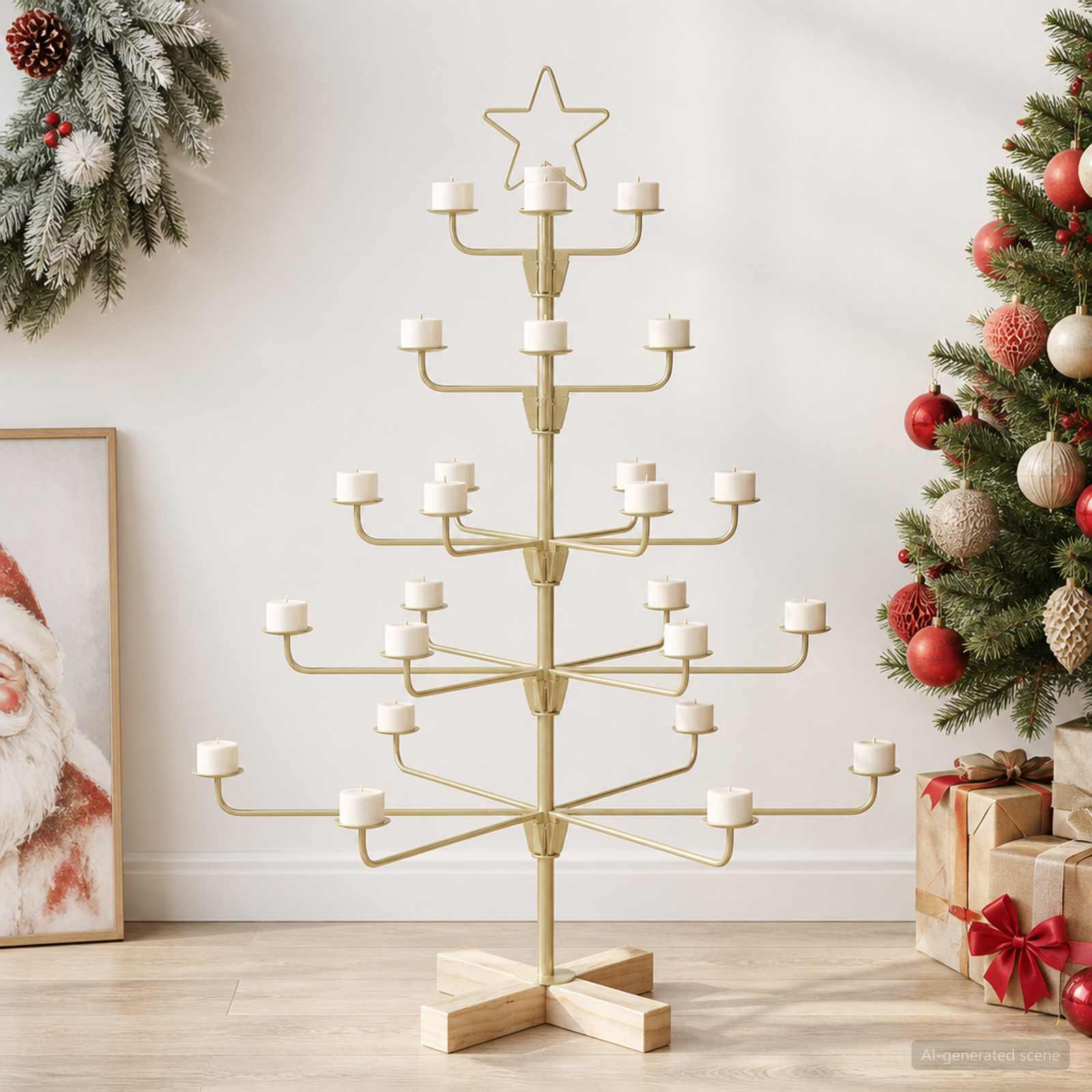 vidaXL Metal juletræ med holder KUOPIO 90 cm Stål Guld