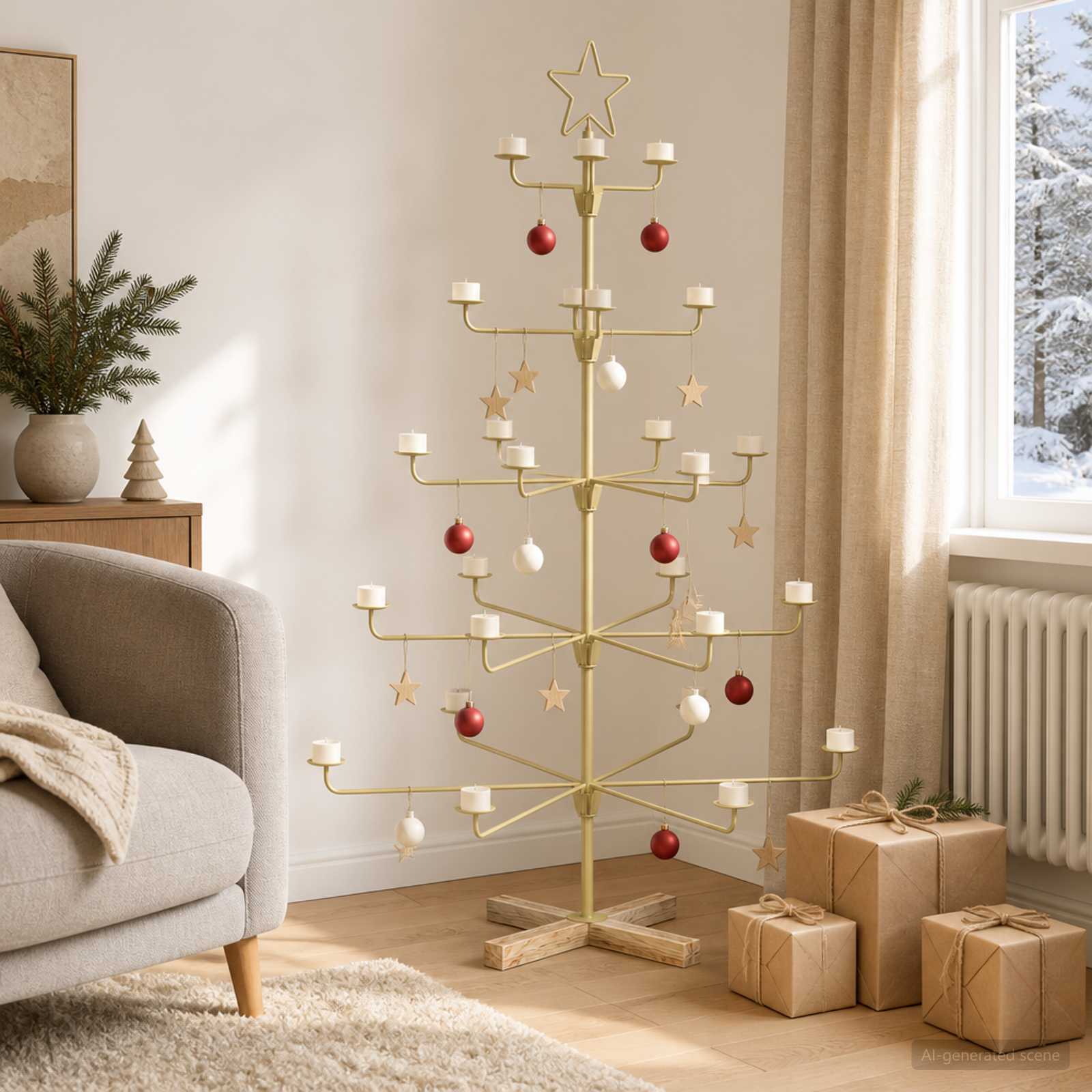 vidaXL Metal juletræ med holder KUOPIO 125 cm Stål Guld