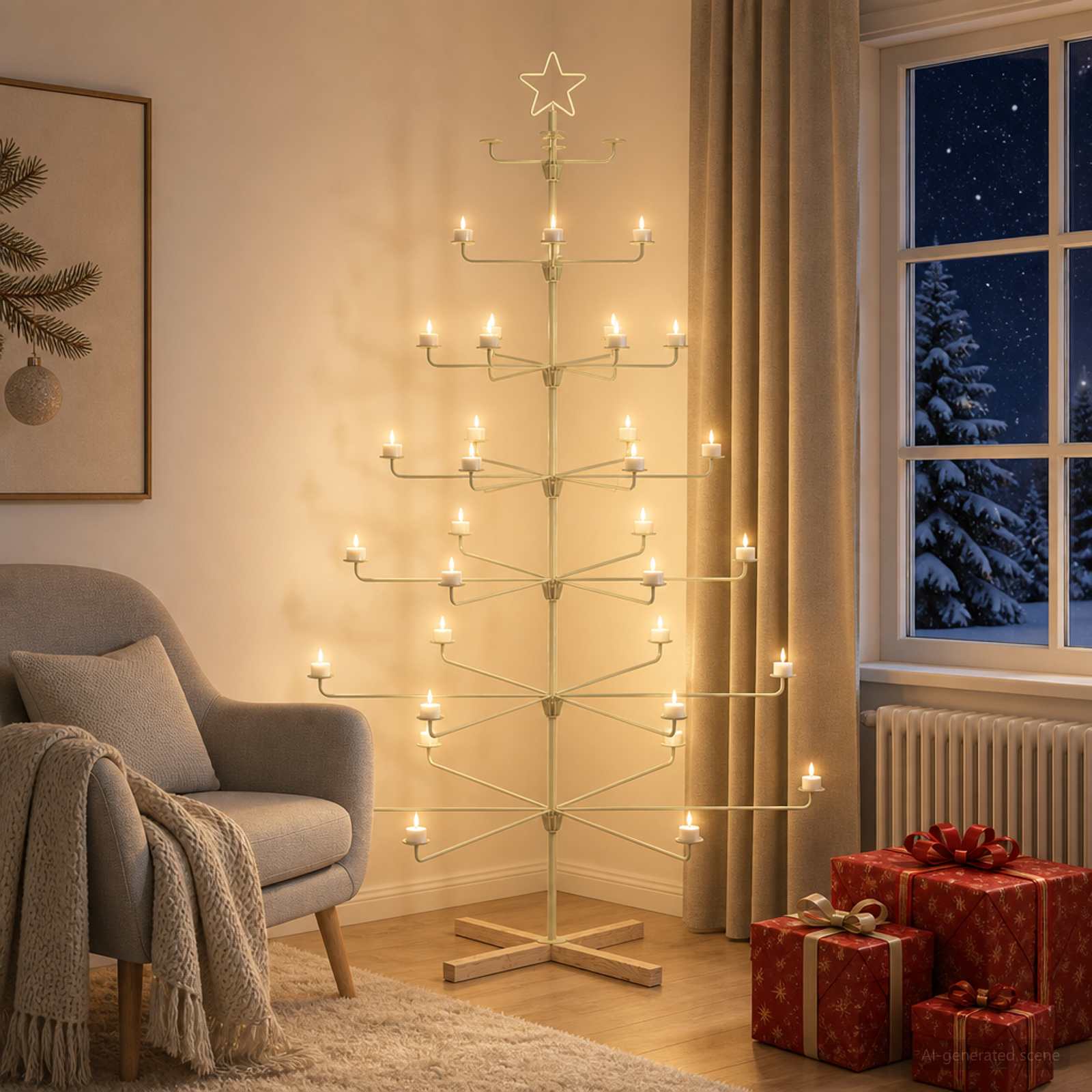 vidaXL Metal juletræ med holder KUOPIO 180 cm Stål Guld