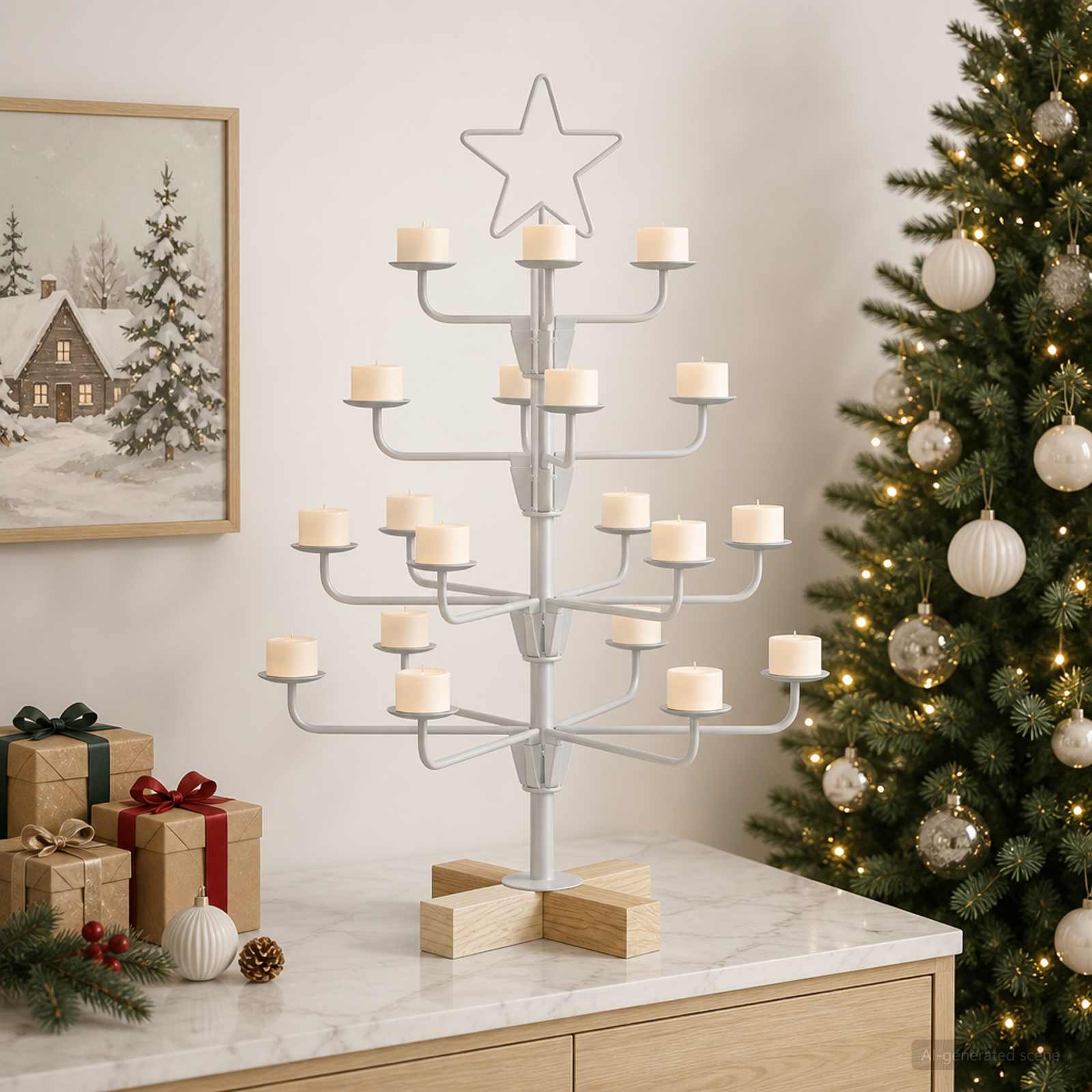 vidaXL Metal juletræ med holder KUOPIO 60 cm Stål Hvid