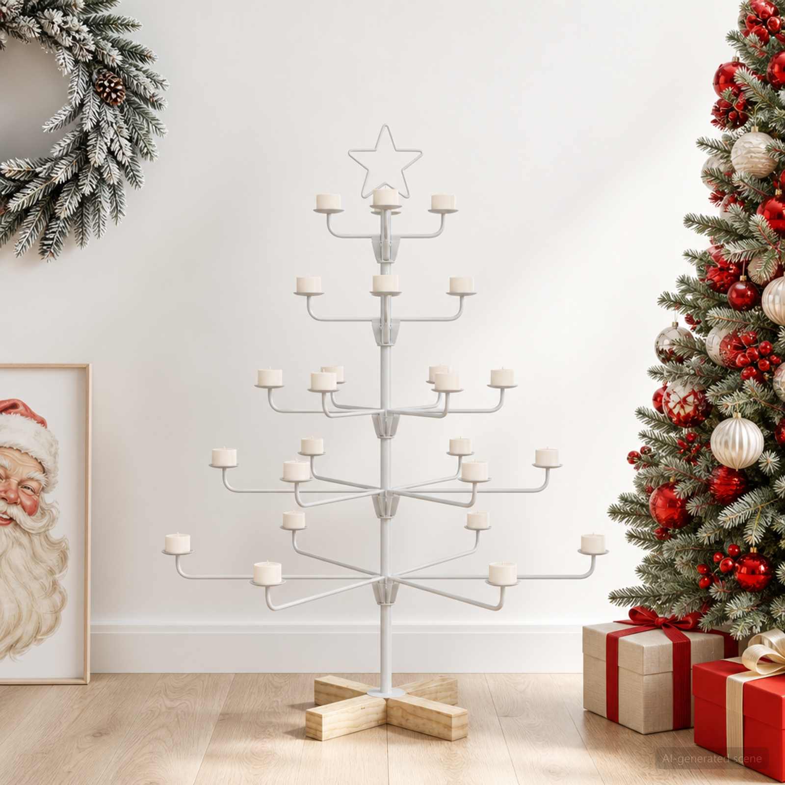 vidaXL Metal juletræ med holder KUOPIO 90 cm Stål Hvid