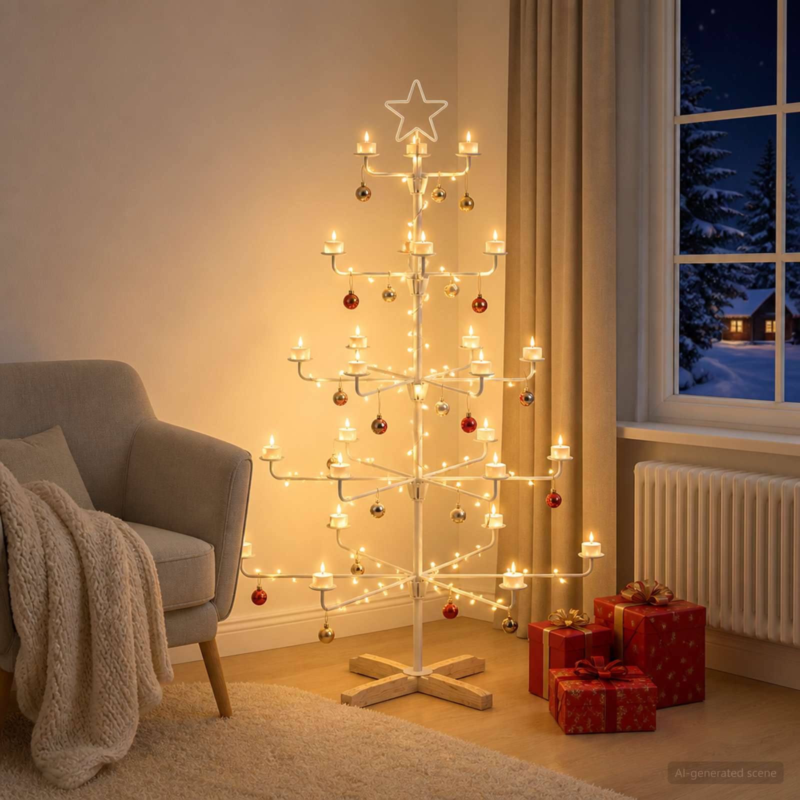 vidaXL Metal juletræ med holder KUOPIO 125 cm Stål Hvid