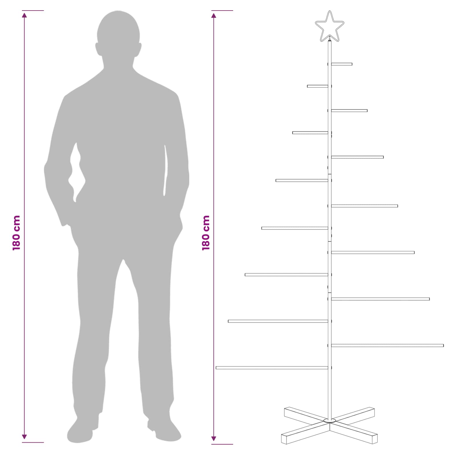 Kovinsko božično drevesce s stojalom KUOPIO 180 cm Jeklo Črna