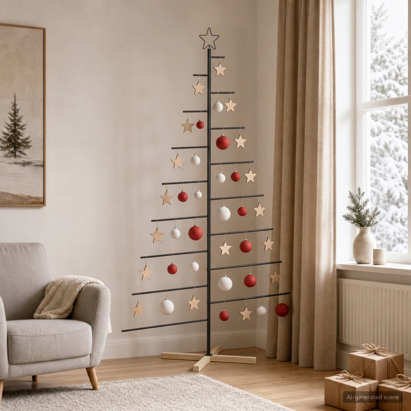 Kovinsko božično drevesce s stojalom KUOPIO 210 cm Jeklo Črna