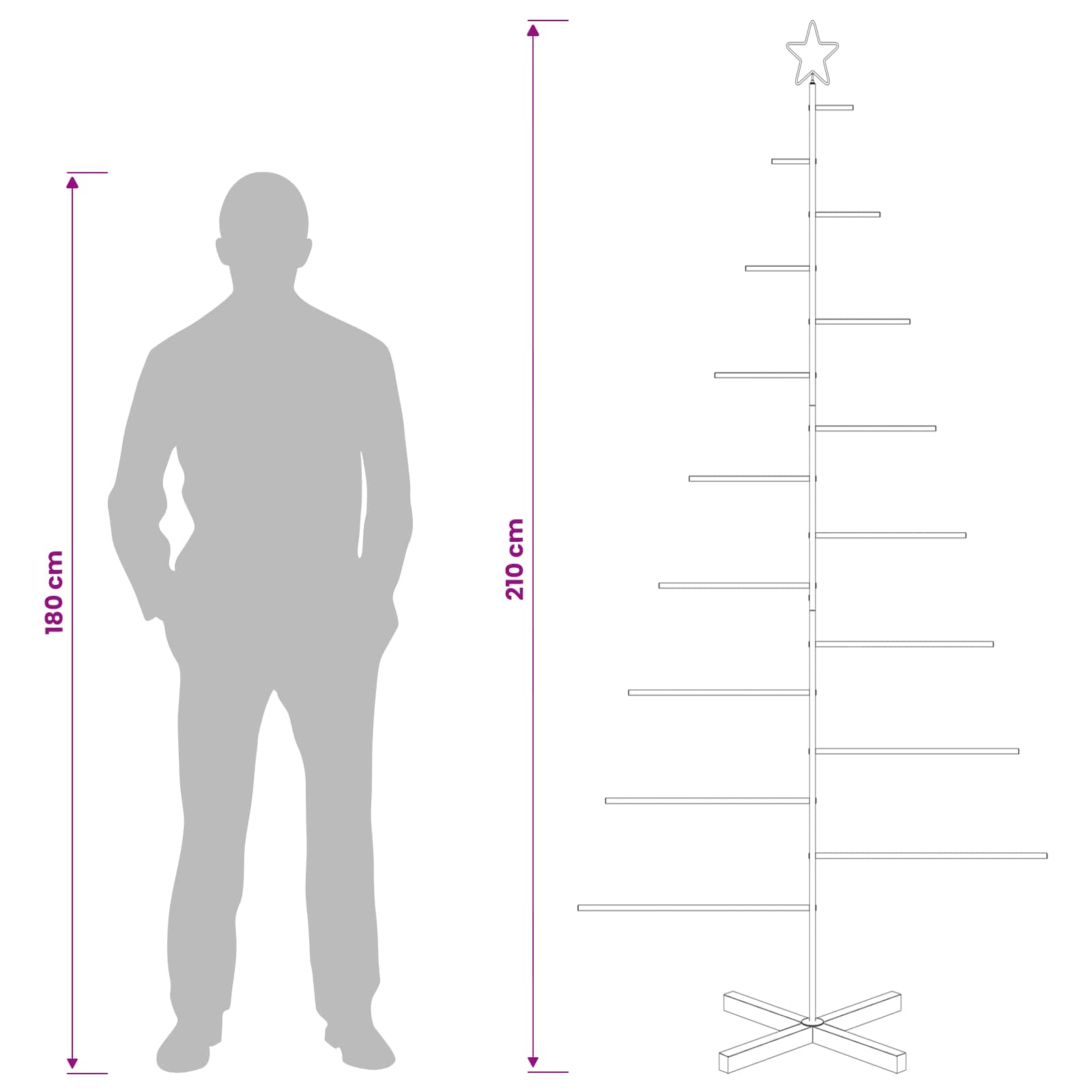 Kovinsko božično drevesce s stojalom KUOPIO 210 cm Jeklo Črna
