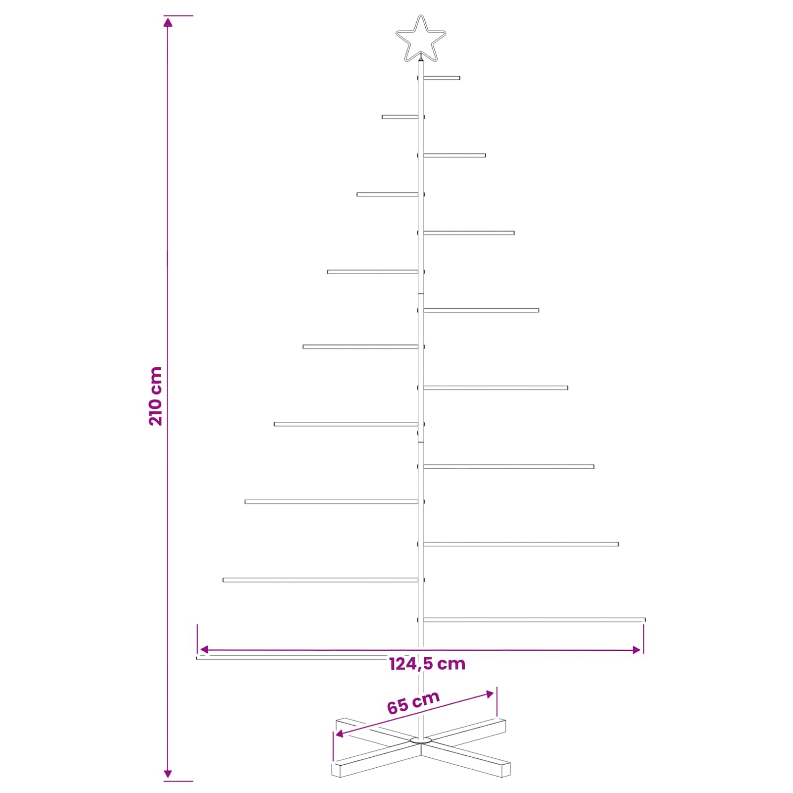 Kovinsko božično drevesce s stojalom KUOPIO 210 cm Jeklo Črna
