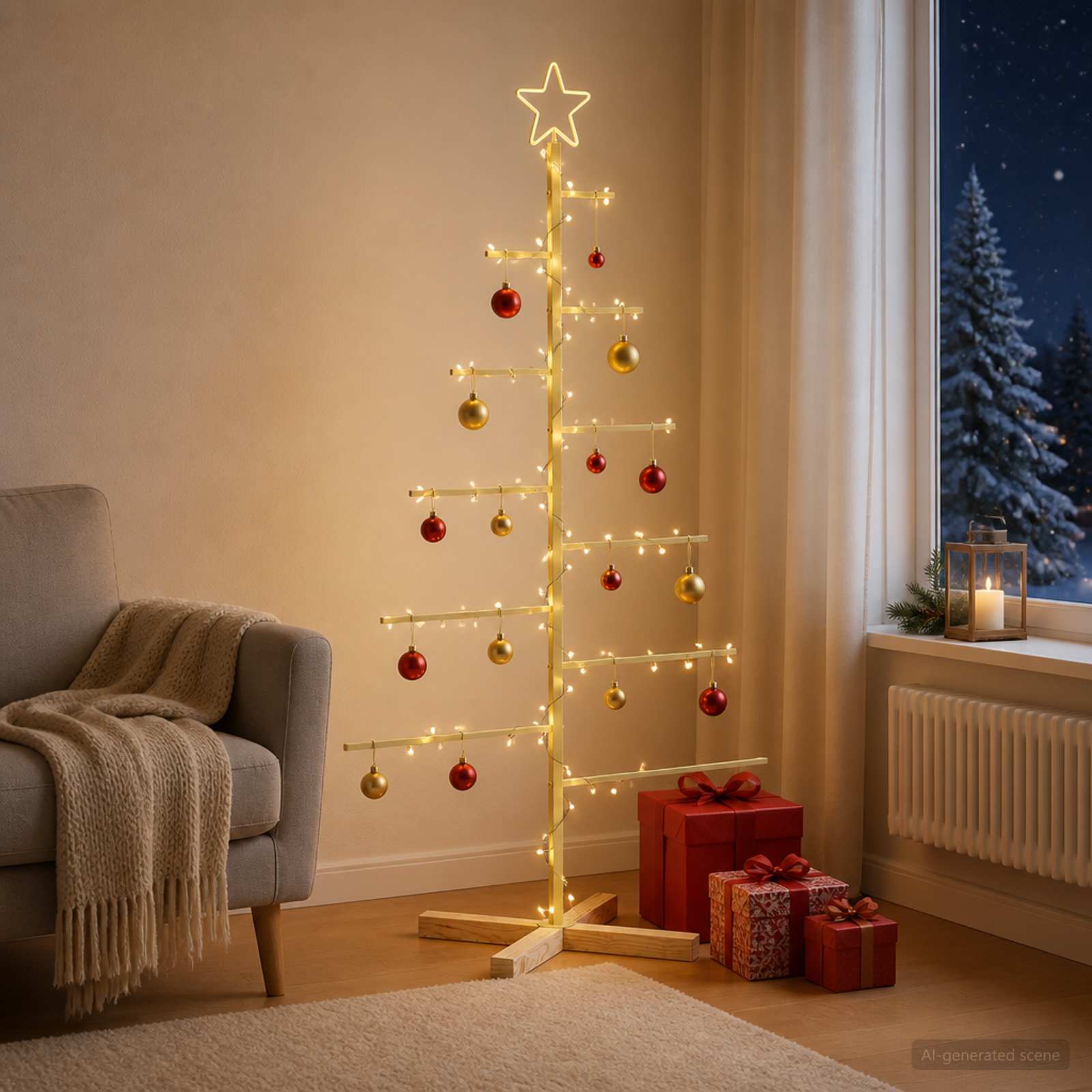 vidaXL - Metalen - kerstboom - KUOPIO - 150 - cm - Staal - Goud