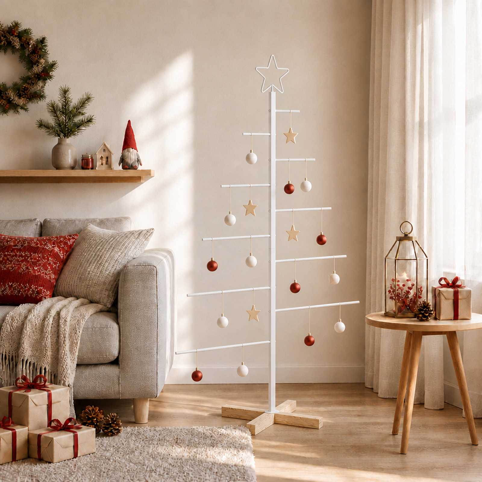 vidaXL Metall Weihnachtsbaum KUOPIO 125 cm Stahl Weiß