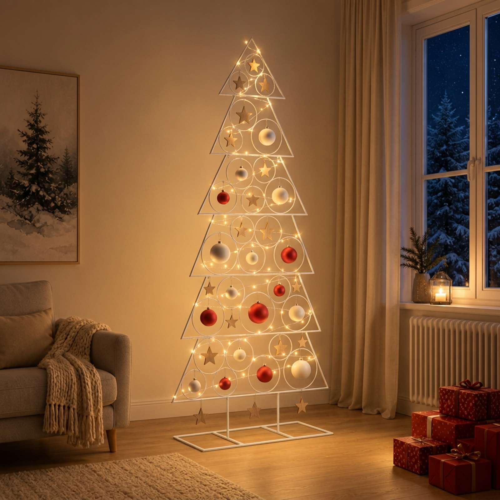 vidaXL Metall Weihnachtsbaum KUOPIO 180 cm Stahl Weiß – Bild 3