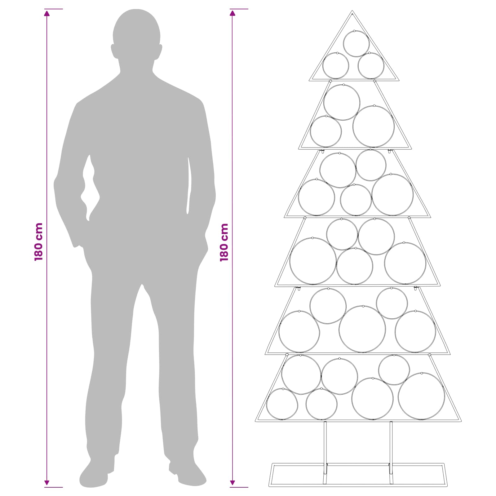 vidaXL Metall Weihnachtsbaum KUOPIO 180 cm Stahl Weiß – Bild 8