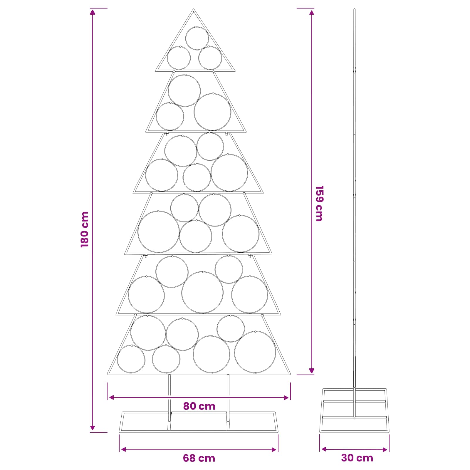 vidaXL Metall Weihnachtsbaum KUOPIO 180 cm Stahl Weiß – Bild 7