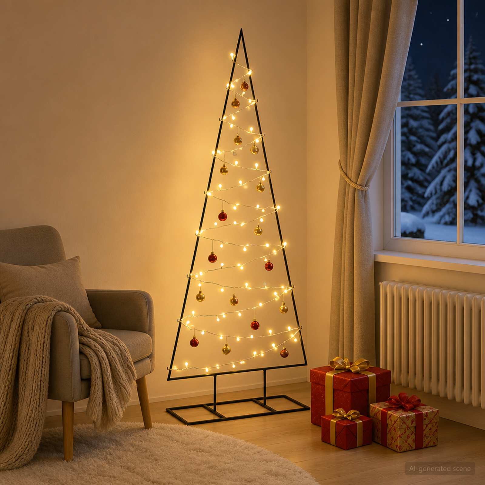 Kovinsko božično drevesce s stojalom KUOPIO 150 cm Toplo bela