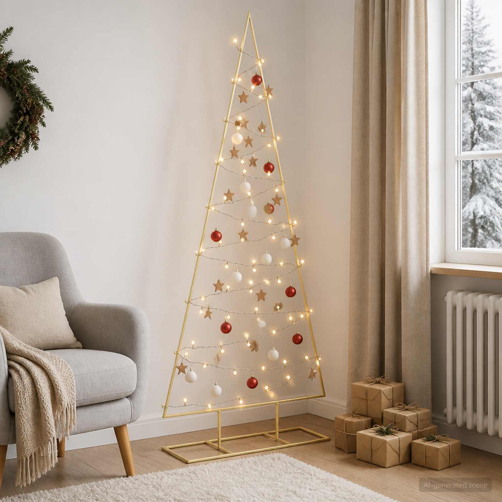 vidaXL - Metalen - kerstboom - KUOPIO - 150 - cm - Warmwit - Staal - Goud