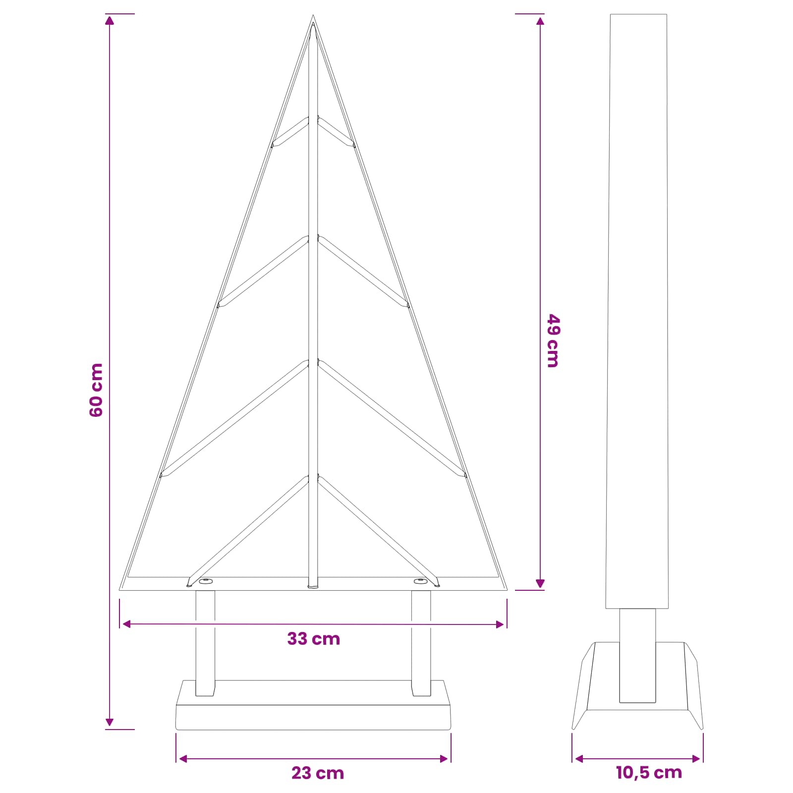 Metal Christmas Tree KUOPIO size guide