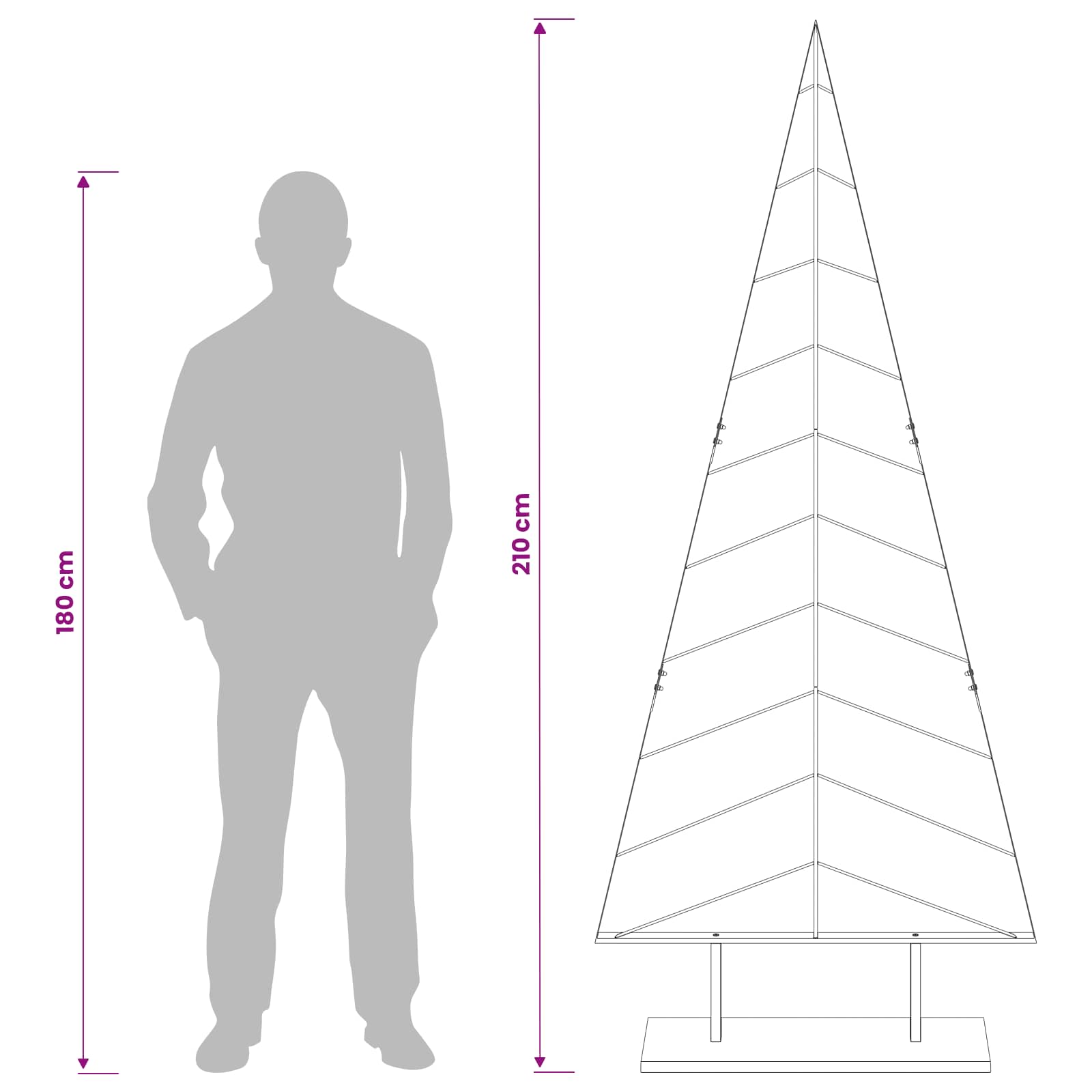 Metal Christmas Tree with Triangle Stand KUOPIO size guide
