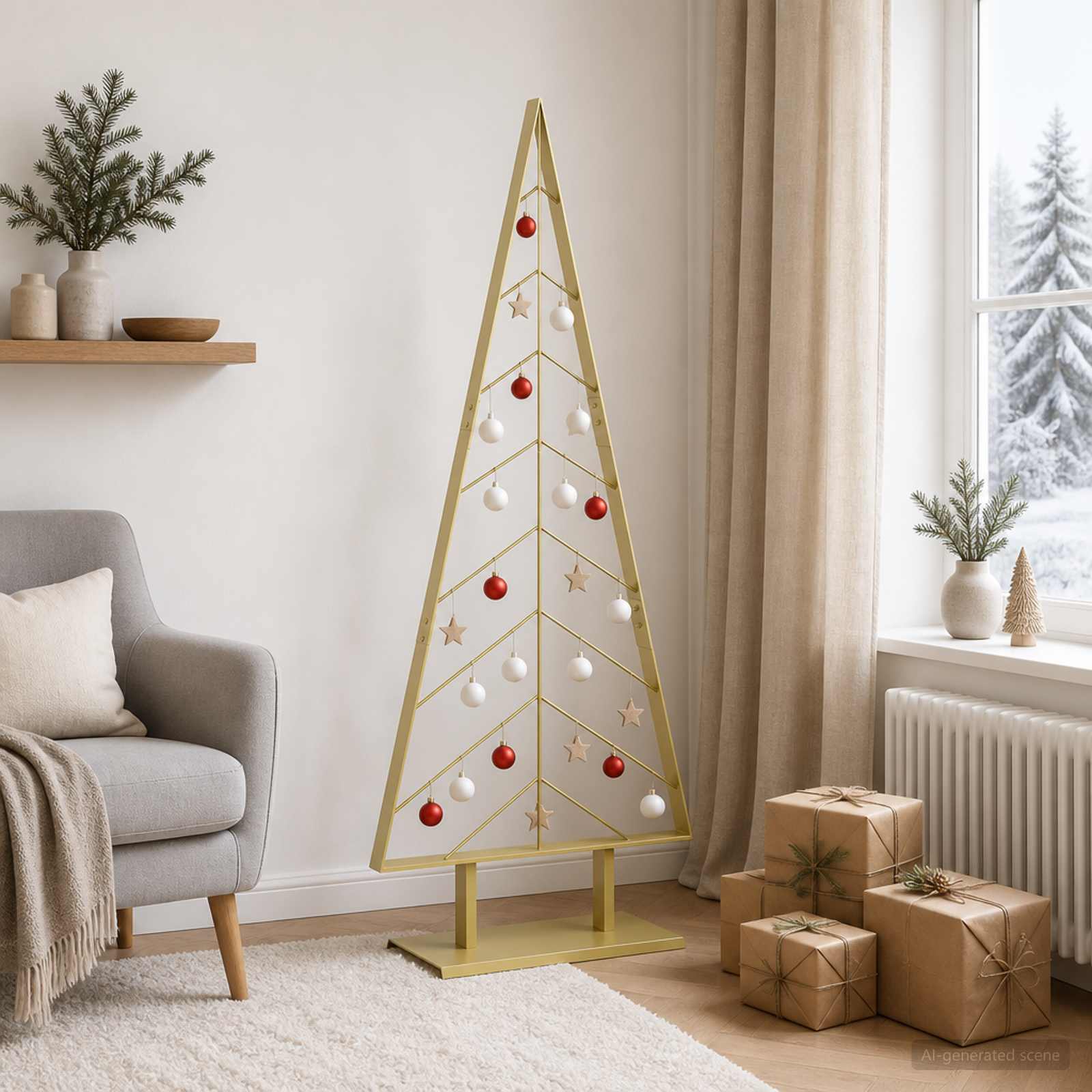 Kovinsko božično drevesce s stojalom KUOPIO 150 cm Jeklo Zlata