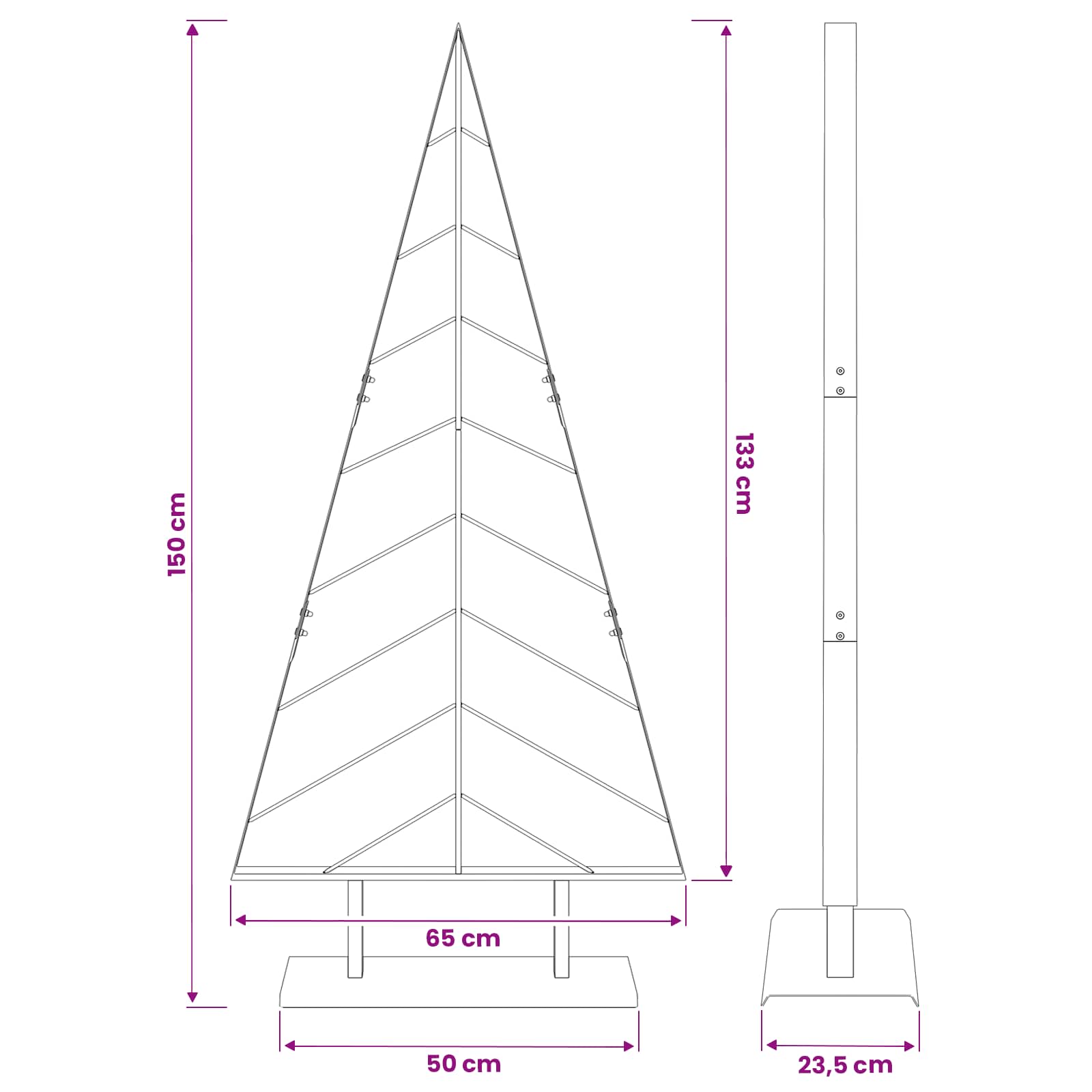 Kovinsko božično drevesce s stojalom KUOPIO 150 cm Jeklo Zlata