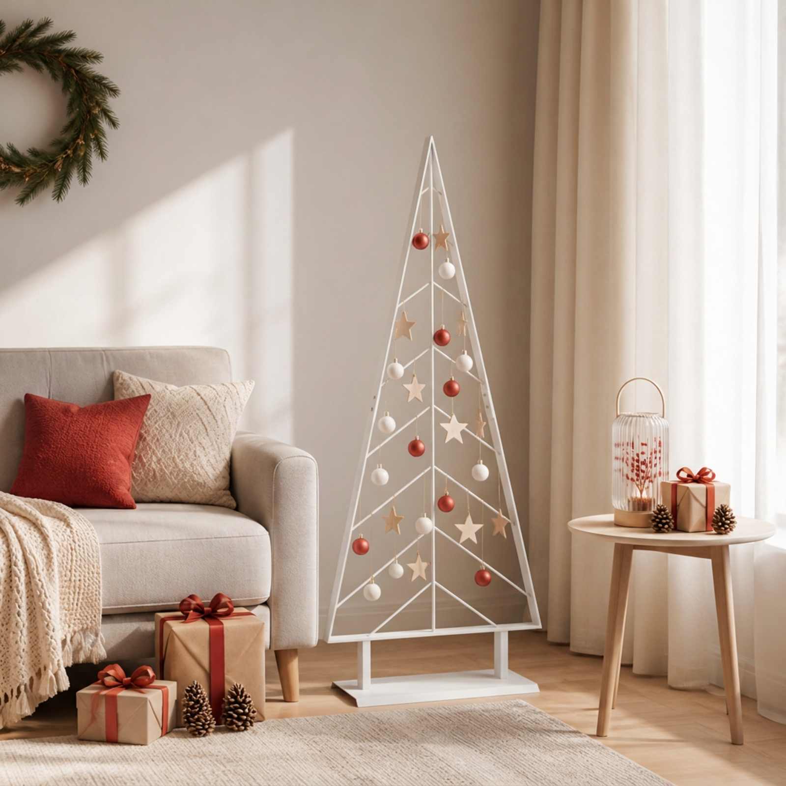 vidaXL Metall Weihnachtsbaum KUOPIO 125 cm Stahl Weiß