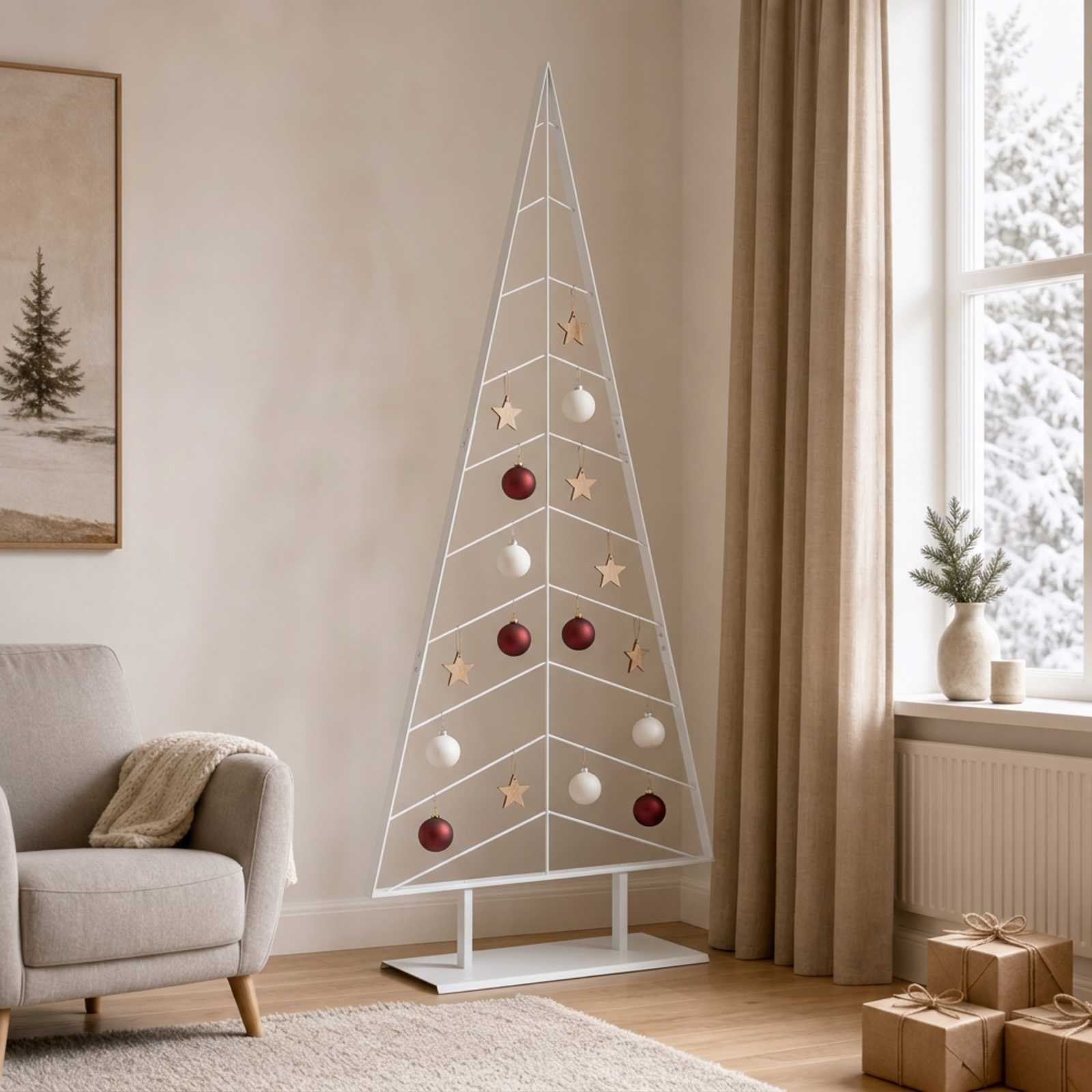 vidaXL Metall Weihnachtsbaum KUOPIO 210 cm Stahl Weiß