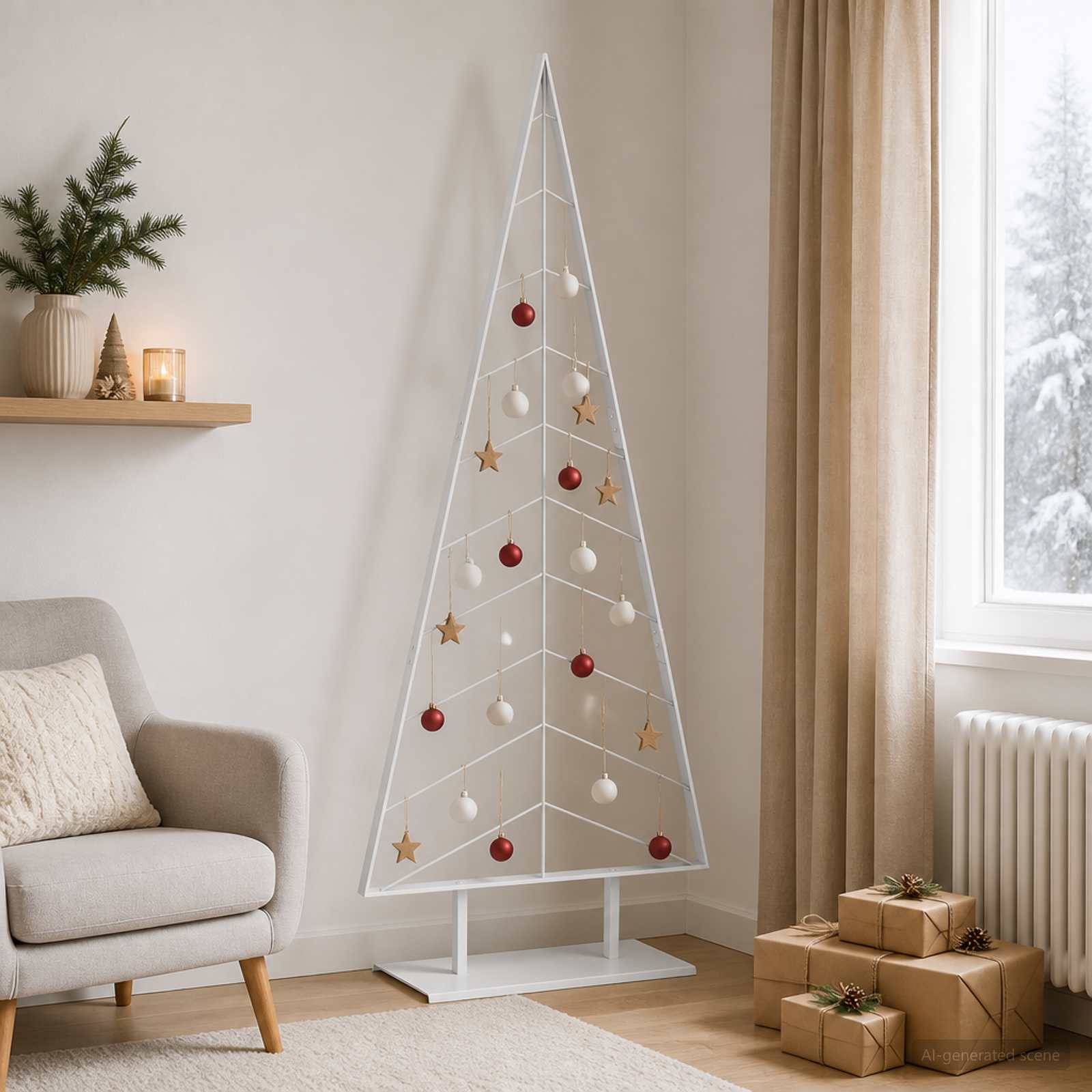 Kovinsko božično drevesce s stojalom KUOPIO 210 cm Jeklo Bela