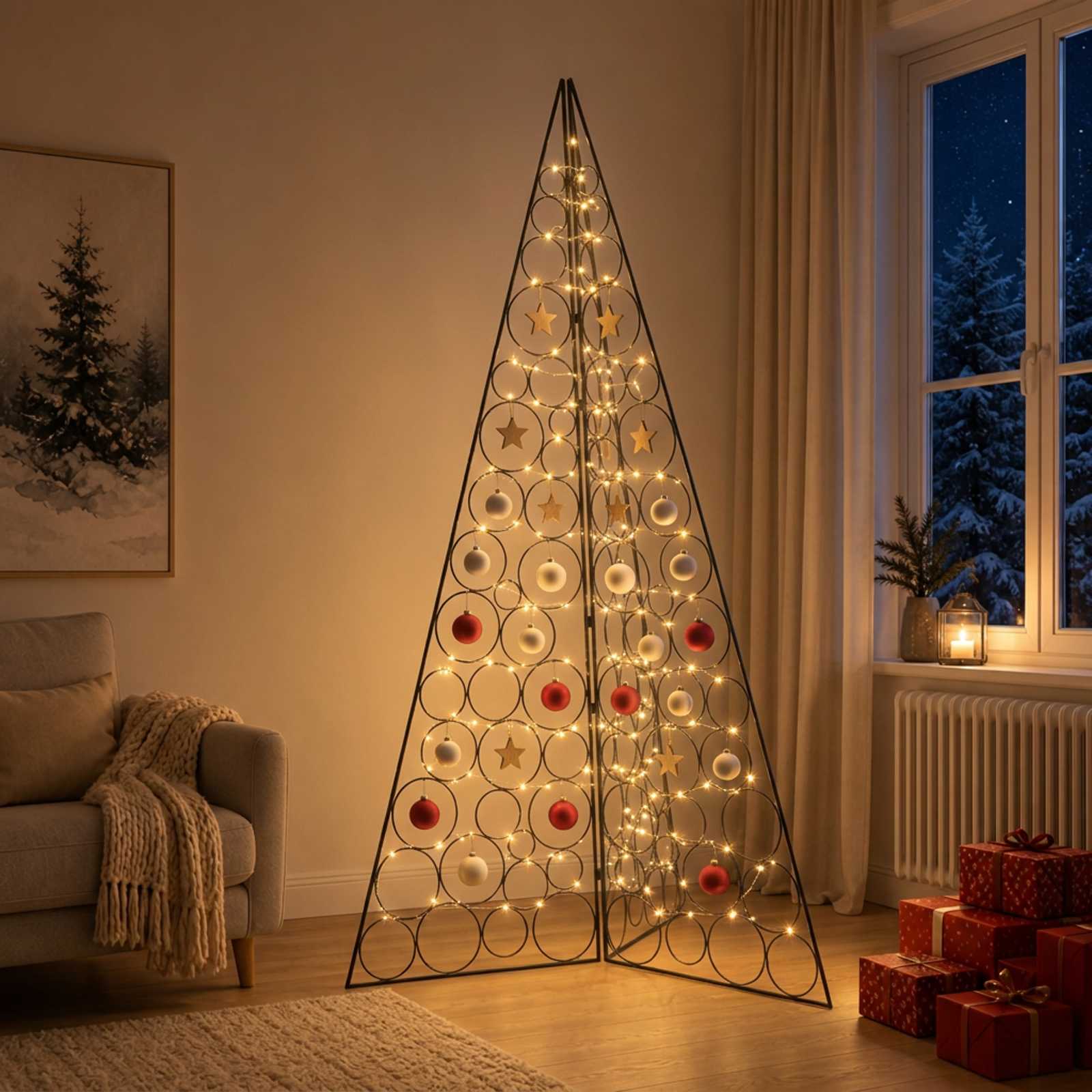 vidaXL Metall Weihnachtsbaum KUOPIO 180 cm Stahl Schwarz – Bild 3