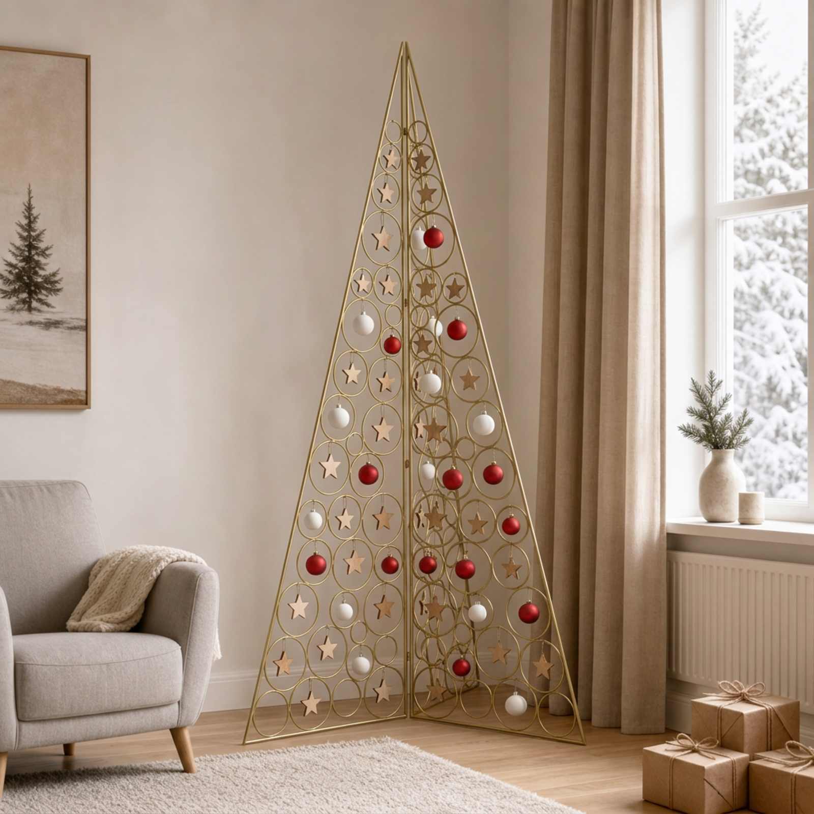 vidaXL Metal juletræ KUOPIO 180 cm Stål Guld