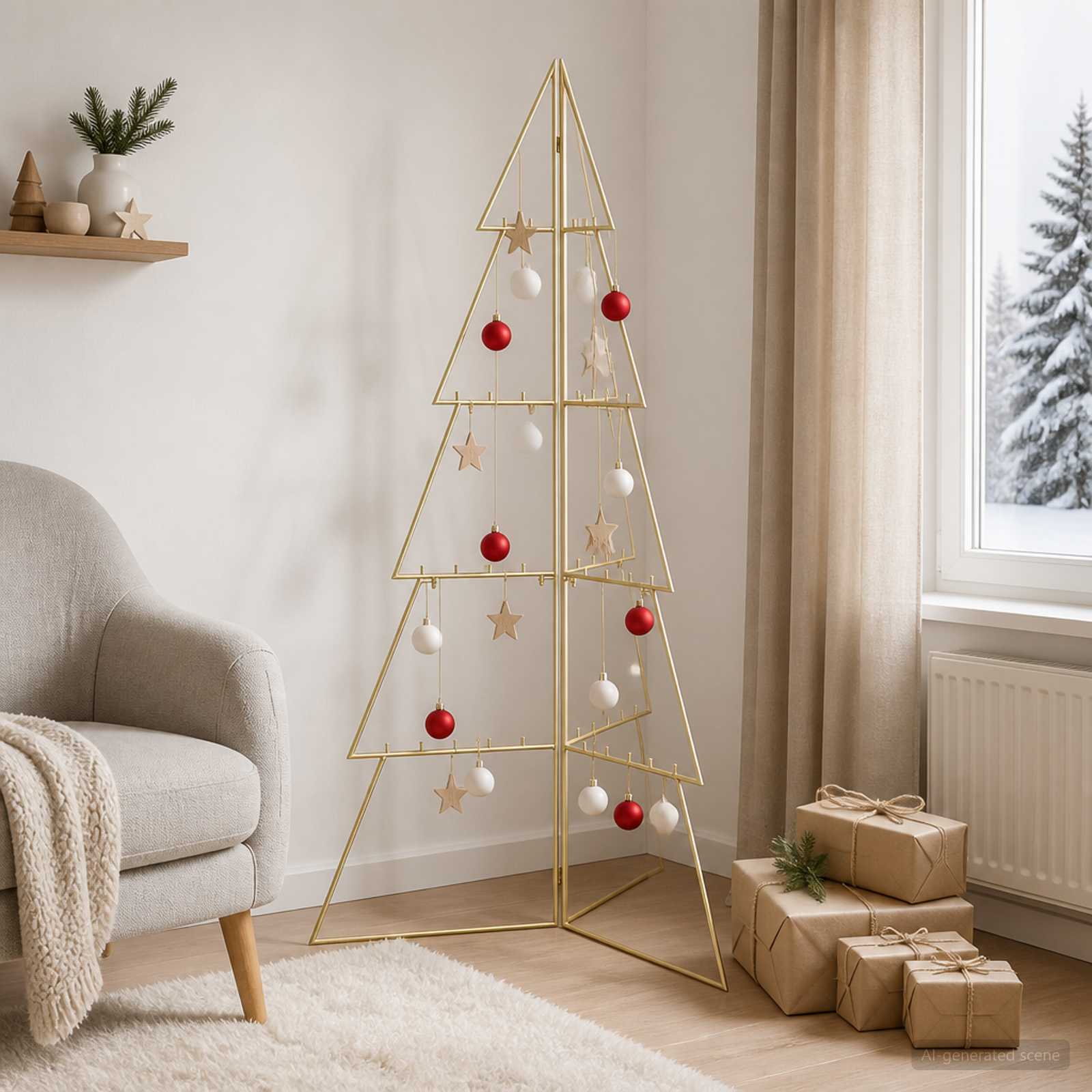 vidaXL Metal juletræ KUOPIO 140 cm Stål Guld