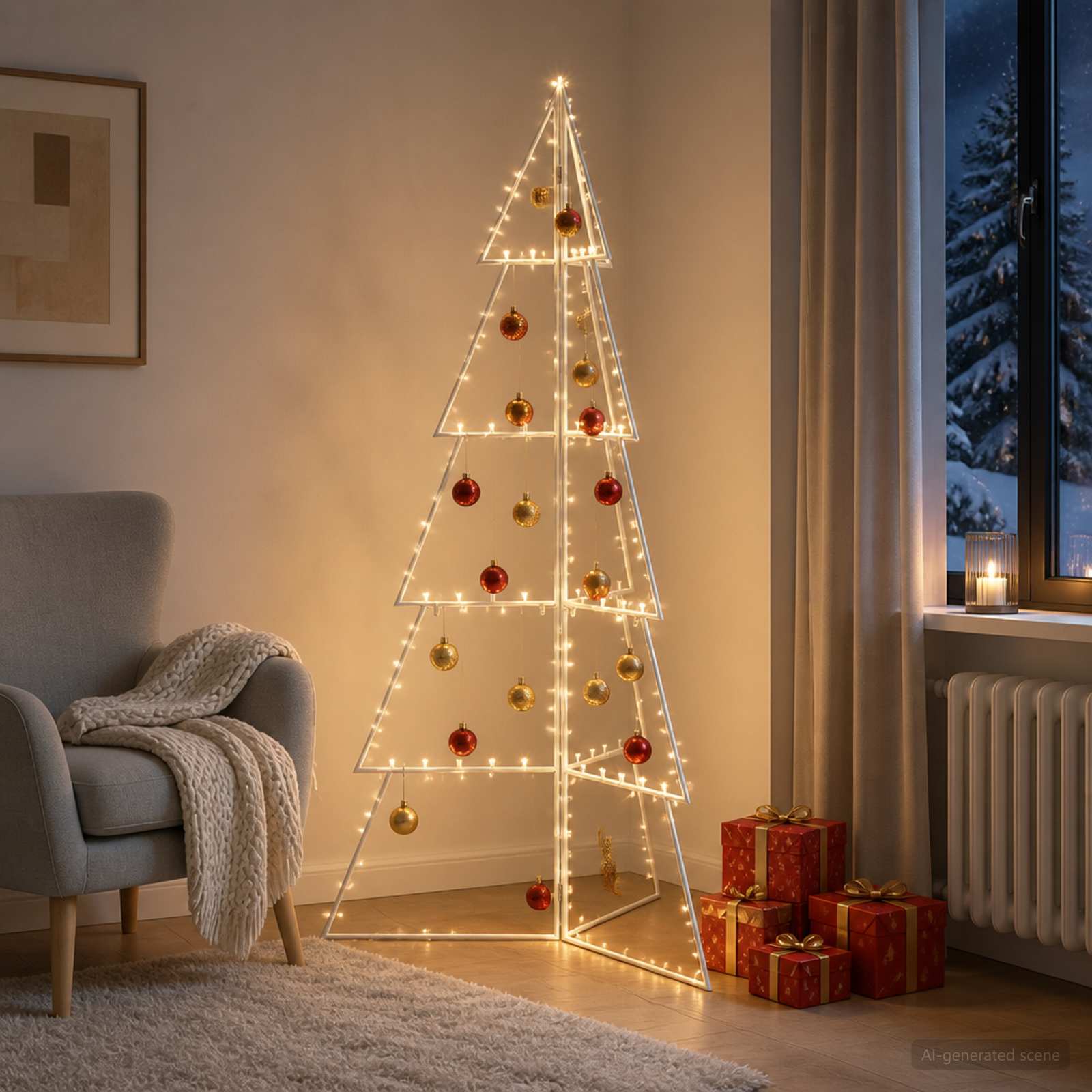 vidaXL Metal juletræ KUOPIO 140 cm Stål Hvid
