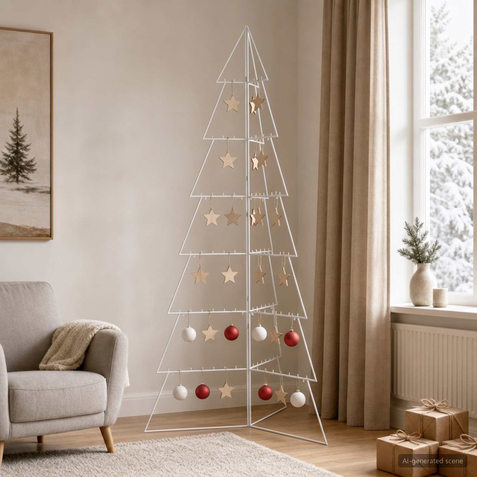 vidaXL Metal juletræ KUOPIO 210 cm Stål Hvid