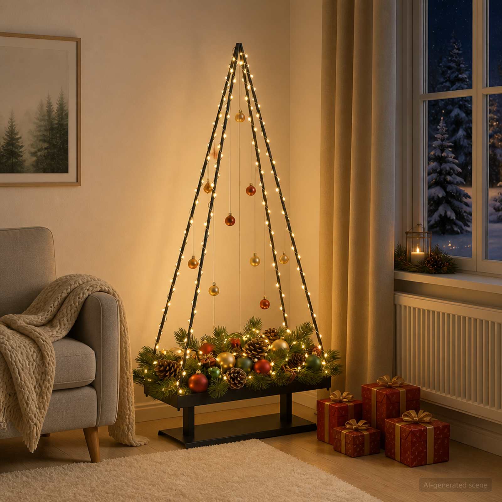 vidaXL Metal juletræ KUOPIO 150 cm Stål Sort