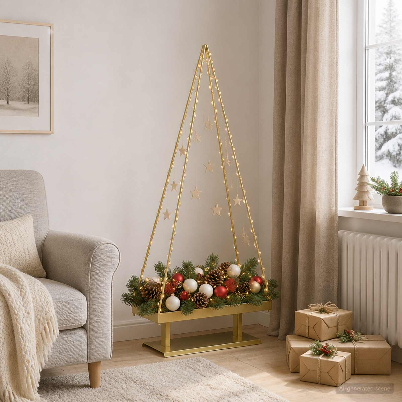vidaXL Metal juletræ KUOPIO 150 cm Stål Guld