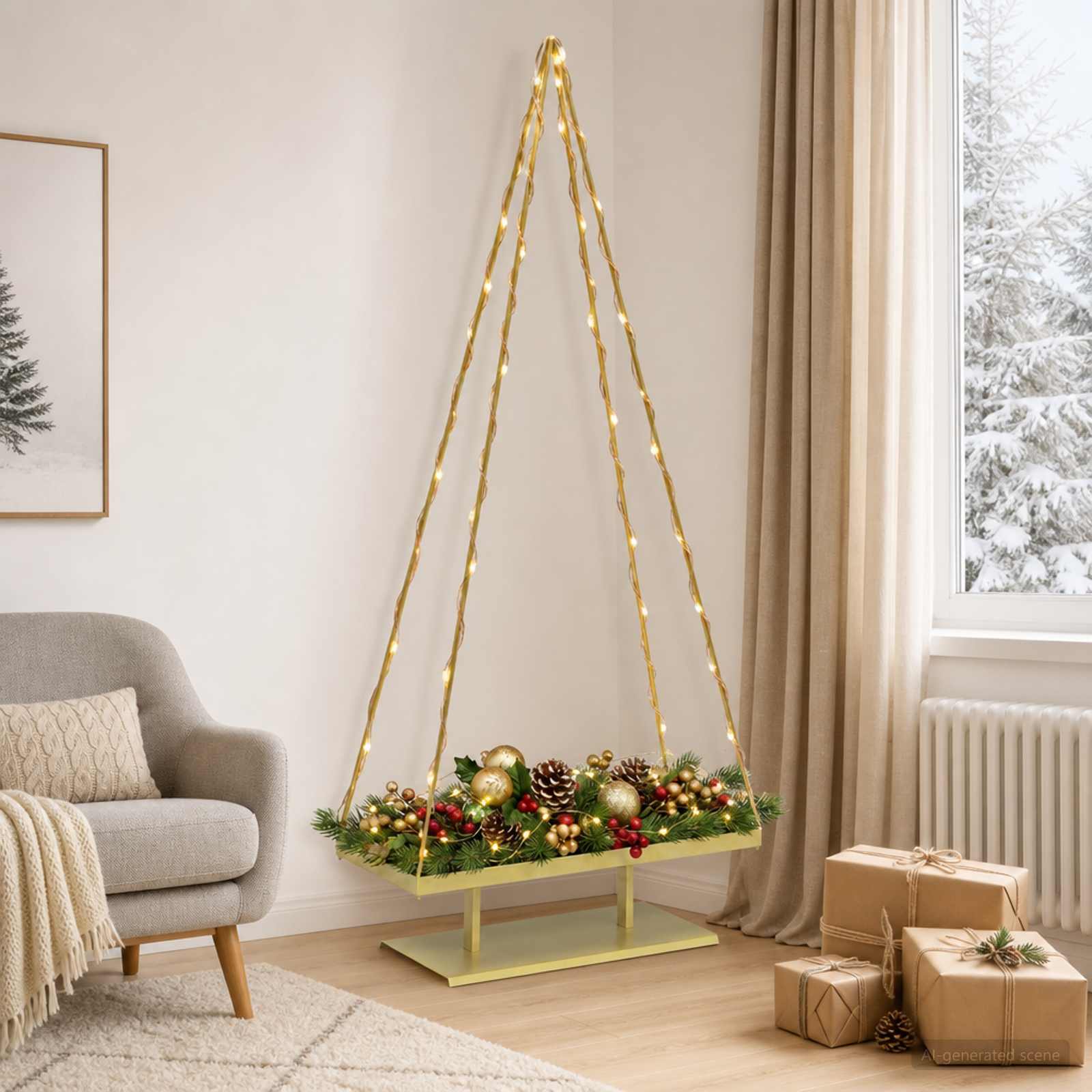 vidaXL Metal juletræ KUOPIO 210 cm Stål Guld