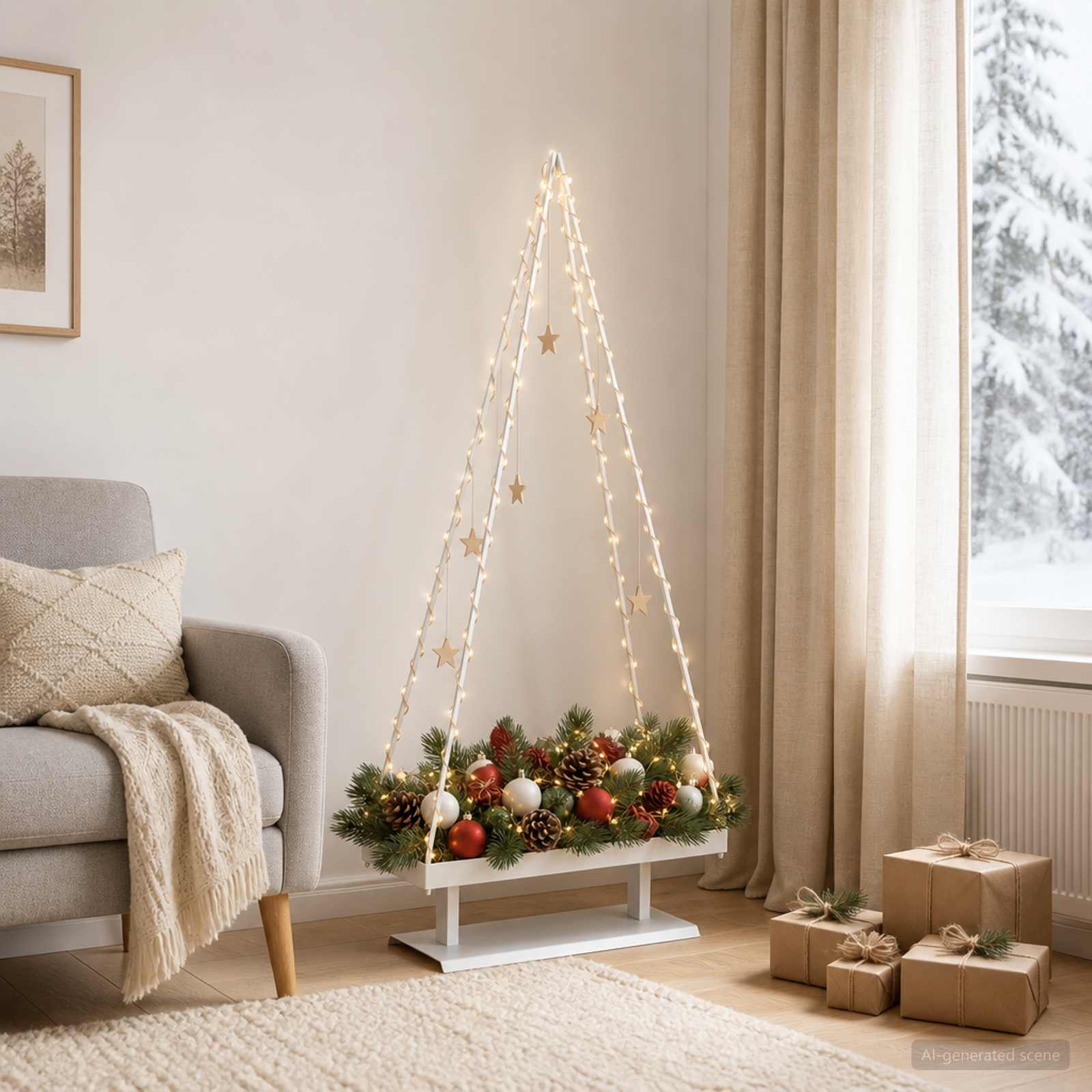 vidaXL Metal juletræ KUOPIO 150 cm Stål Hvid