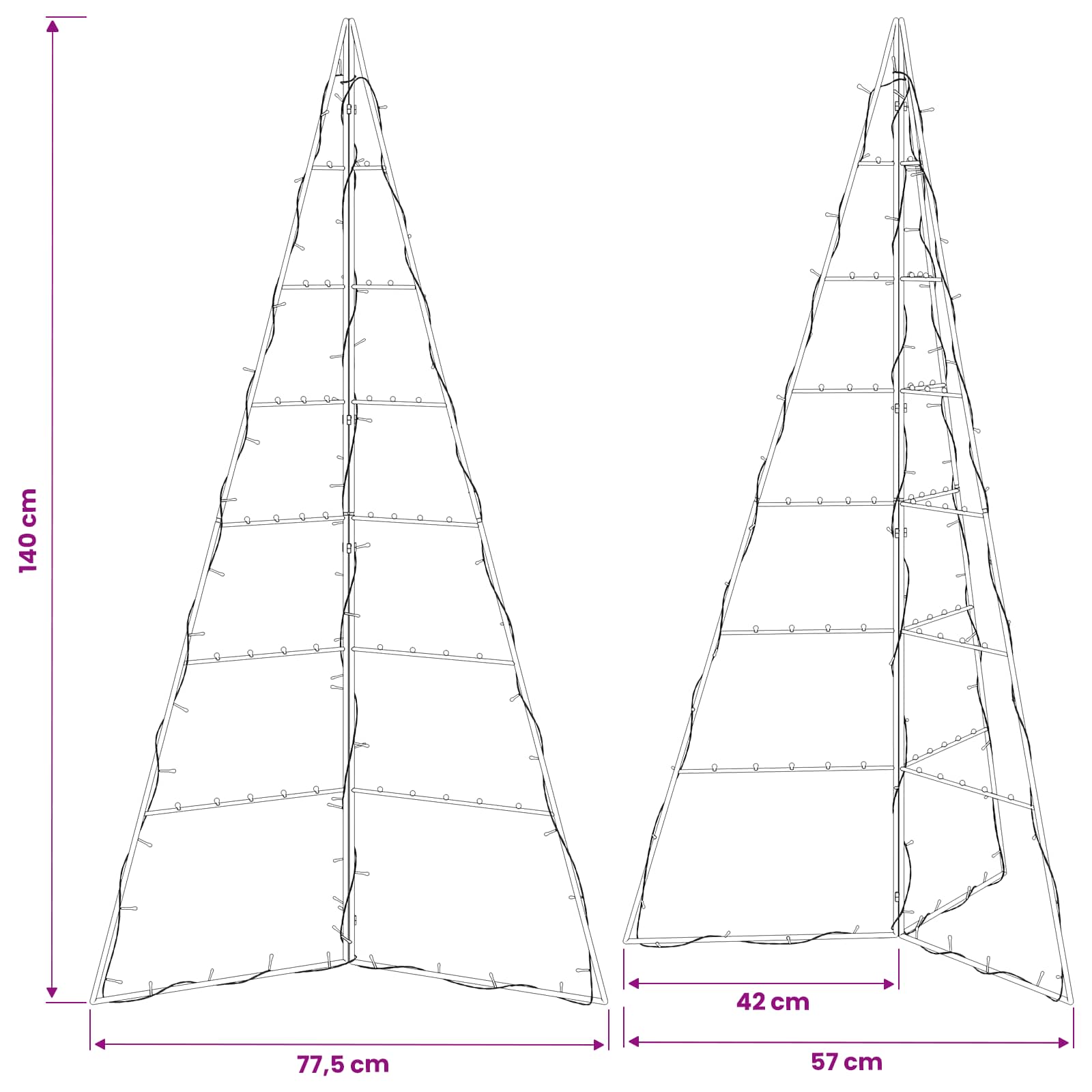 Metal Christmas Tree KUOPIO Warm size guide