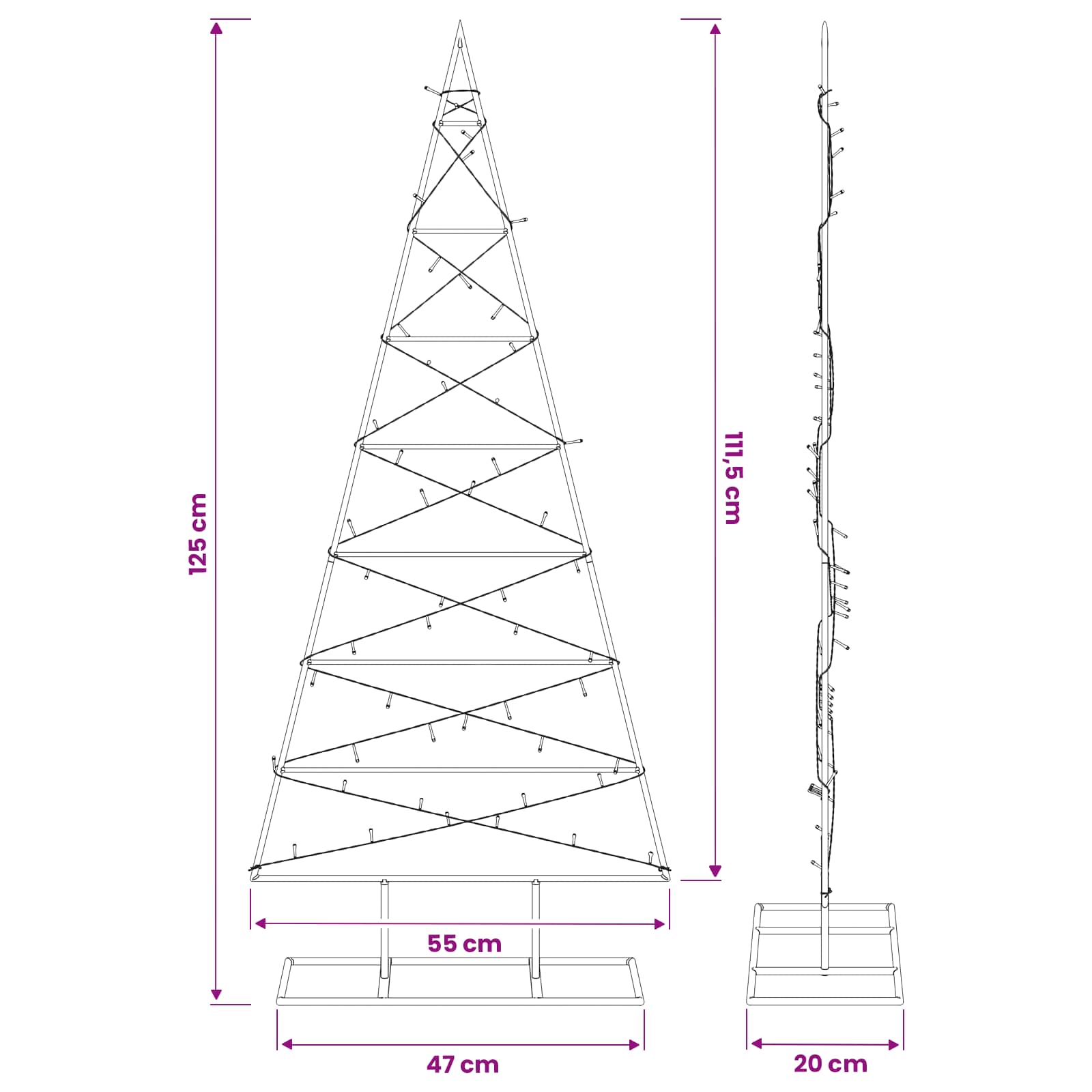 Kovinsko božično drevesce KUOPIO 125 cm Toplo bela