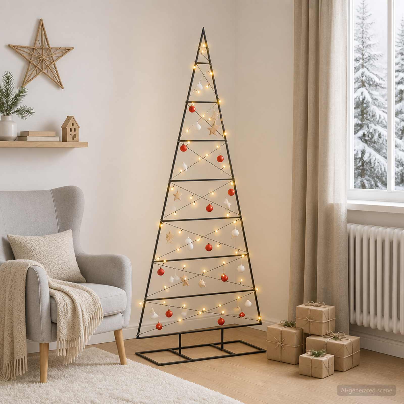 vidaXL - Metalen - kerstboom - KUOPIO - 150 - cm - Warmwit - Poedercoated - staal