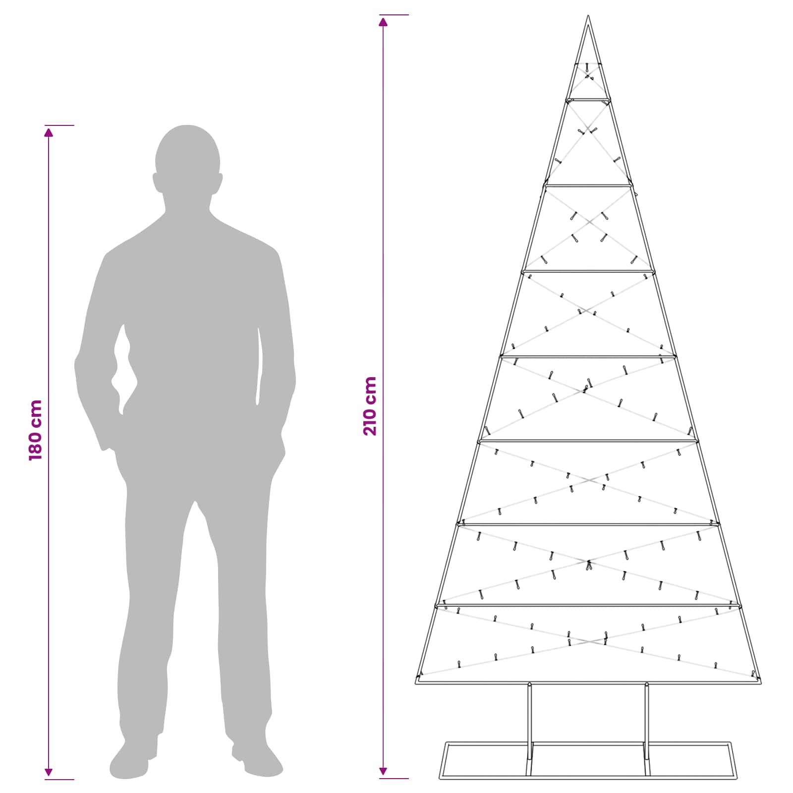 Kovinsko božično drevesce KUOPIO 210 cm Toplo bela