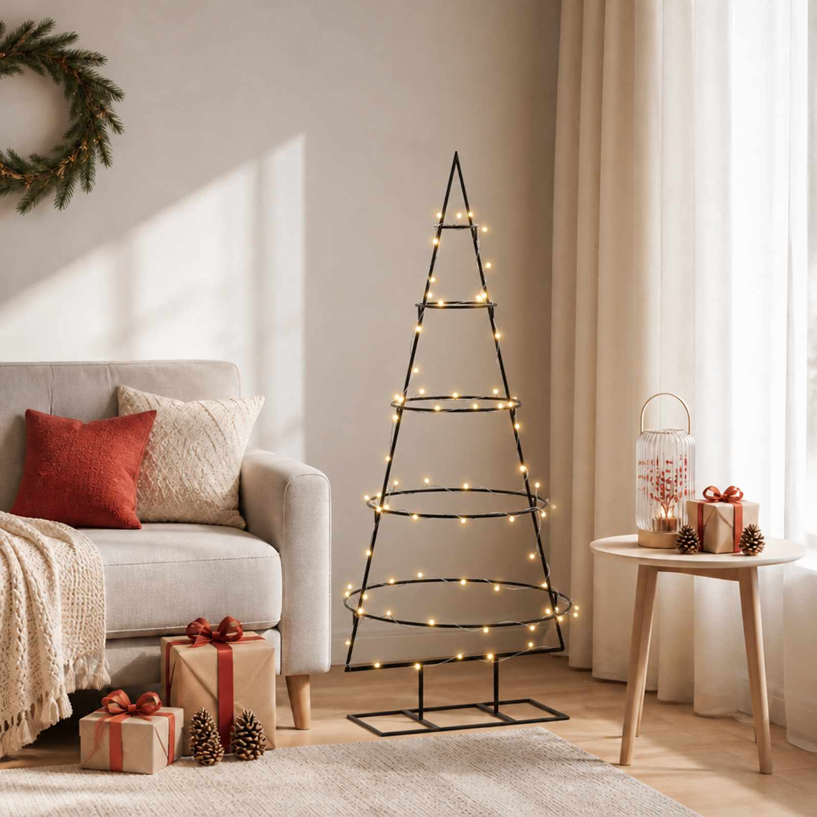 vidaXL Metall-Weihnachtsbaum mit Ständer KUOPIO 125 cm Warmes Weiß