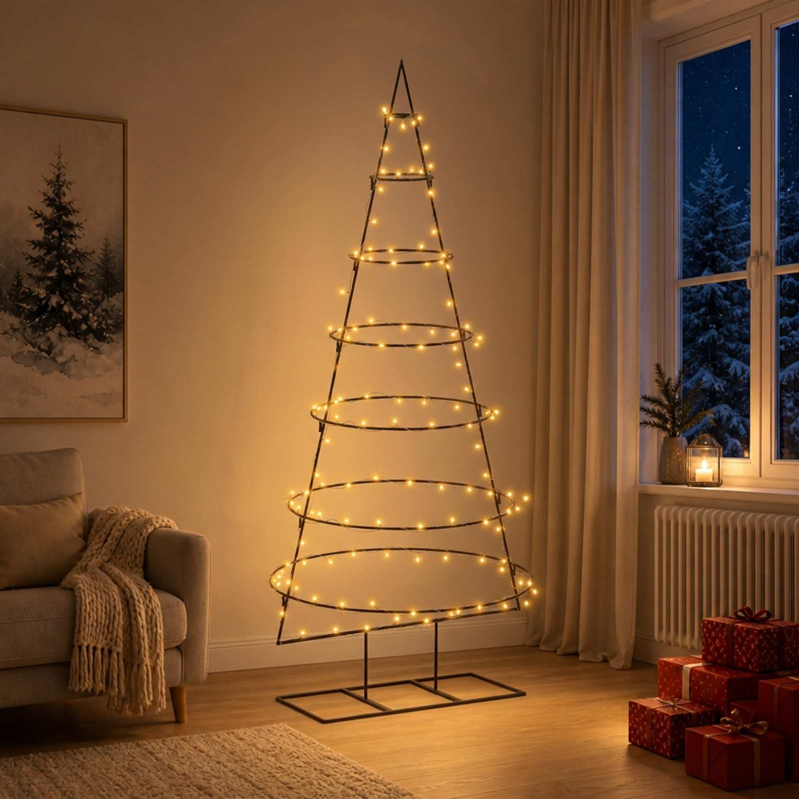 vidaXL Metall-Weihnachtsbaum mit Ständer KUOPIO 180 cm Warmes Weiß
