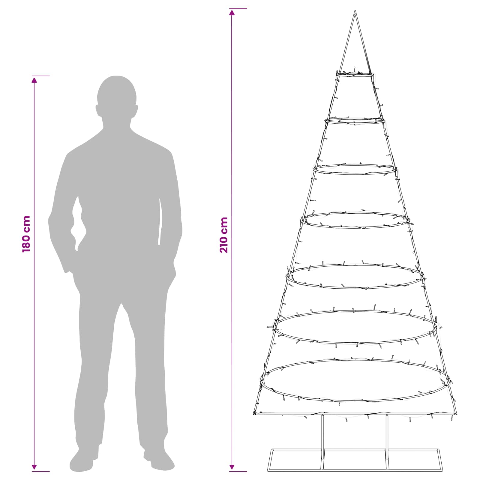 Metal Christmas Tree KUOPIO Warm size guide