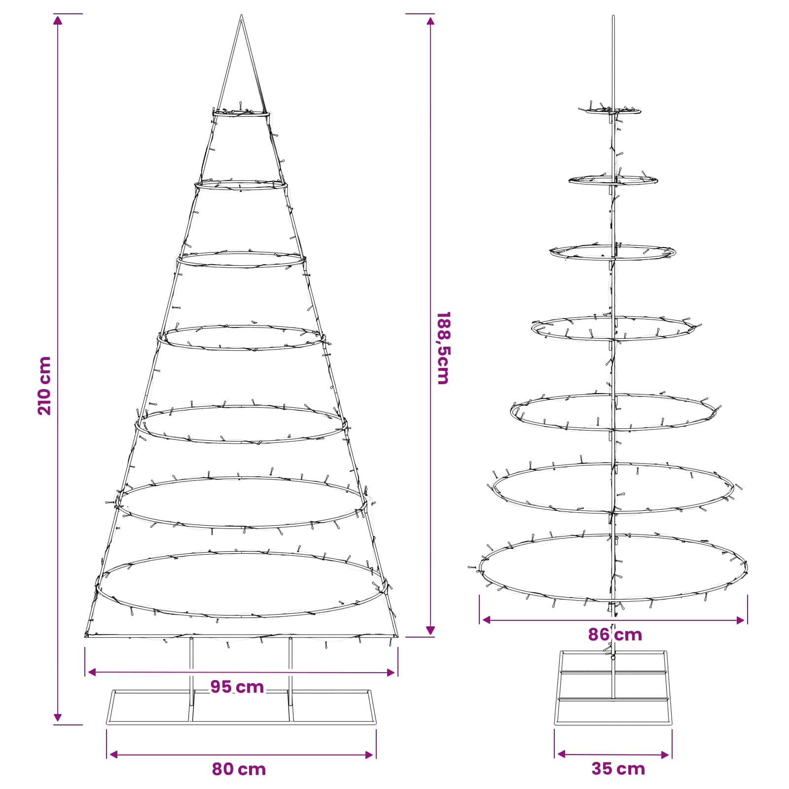 Metal Christmas Tree KUOPIO Warm size guide
