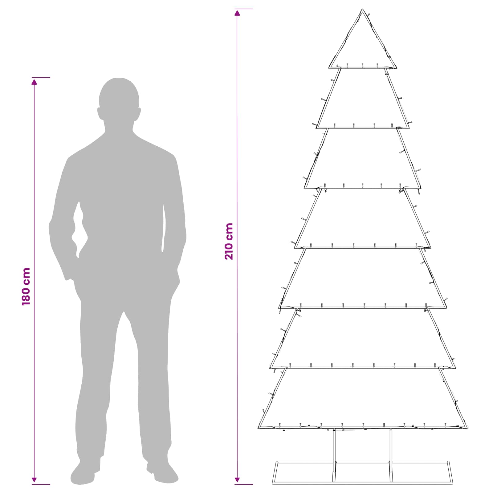Metal Christmas Tree with Classic Stand KUOPIO size guide