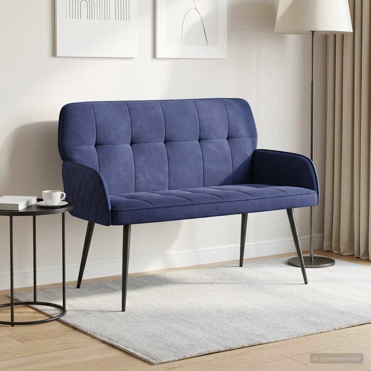 2-personers sofa med metalben 2-personers Fløjl