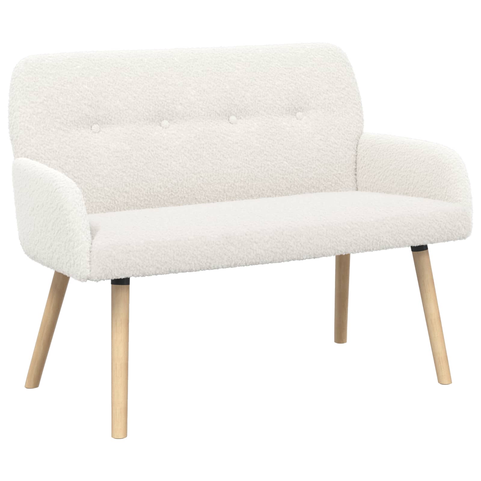 2-zitsbank met massief houten poten Crèmekleurig Bouclé image 2